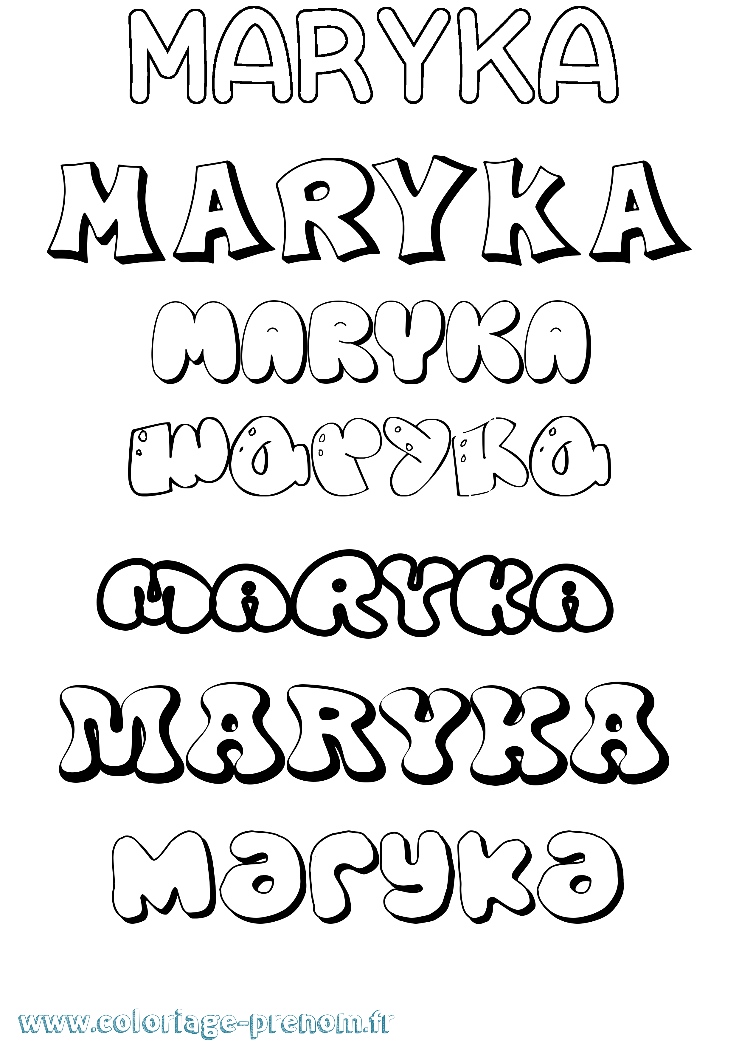 Coloriage Maryka Bubble Coloriage prénom Maryka Bubble