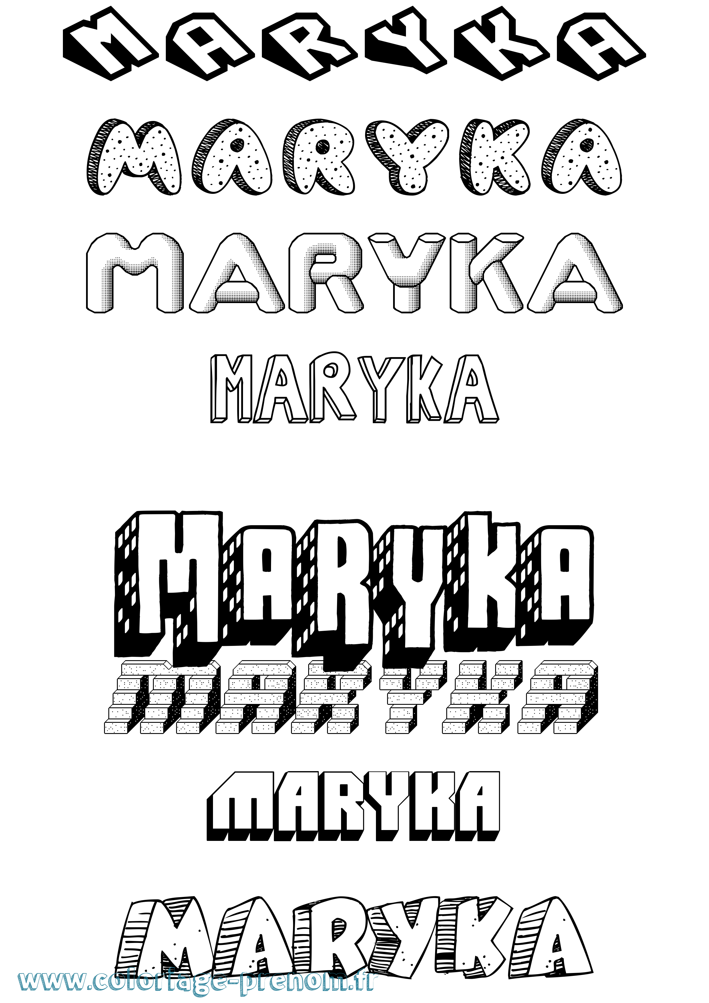 Coloriage Maryka Effet 3D Coloriage prénom Maryka Effet 3D