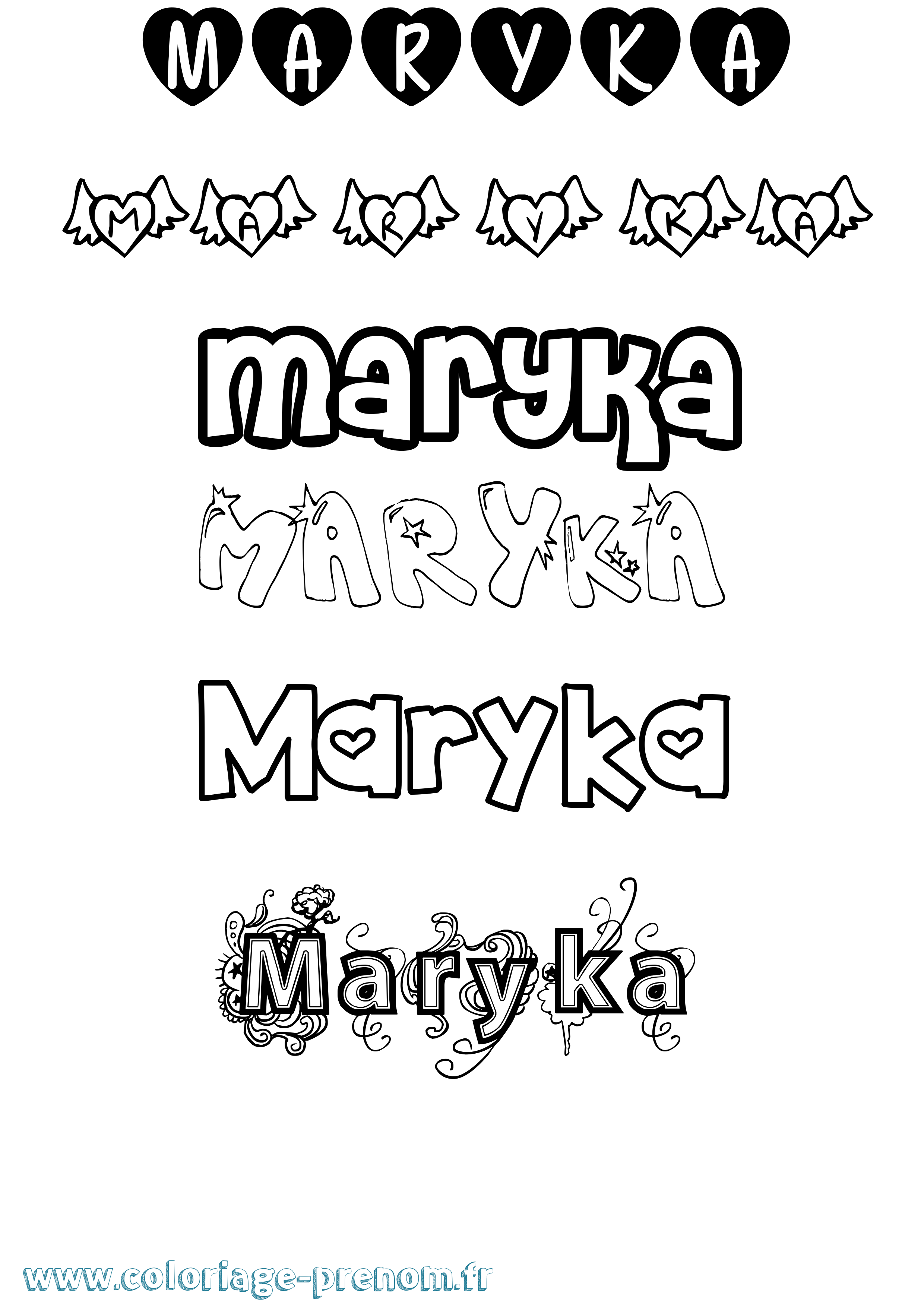 Coloriage Maryka Girly Coloriage prénom Maryka Girly