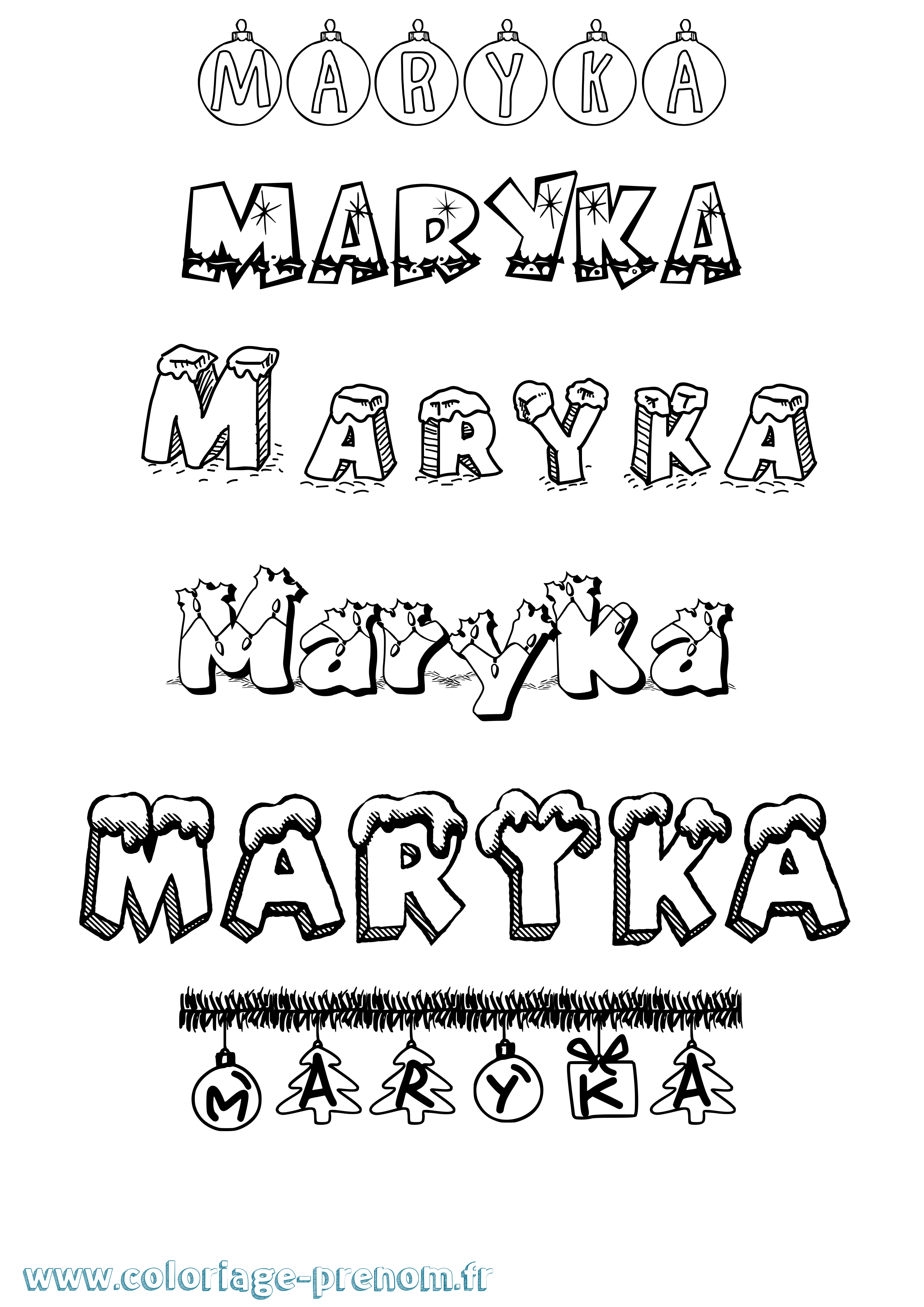 Coloriage Maryka Noël Coloriage prénom Maryka Noël