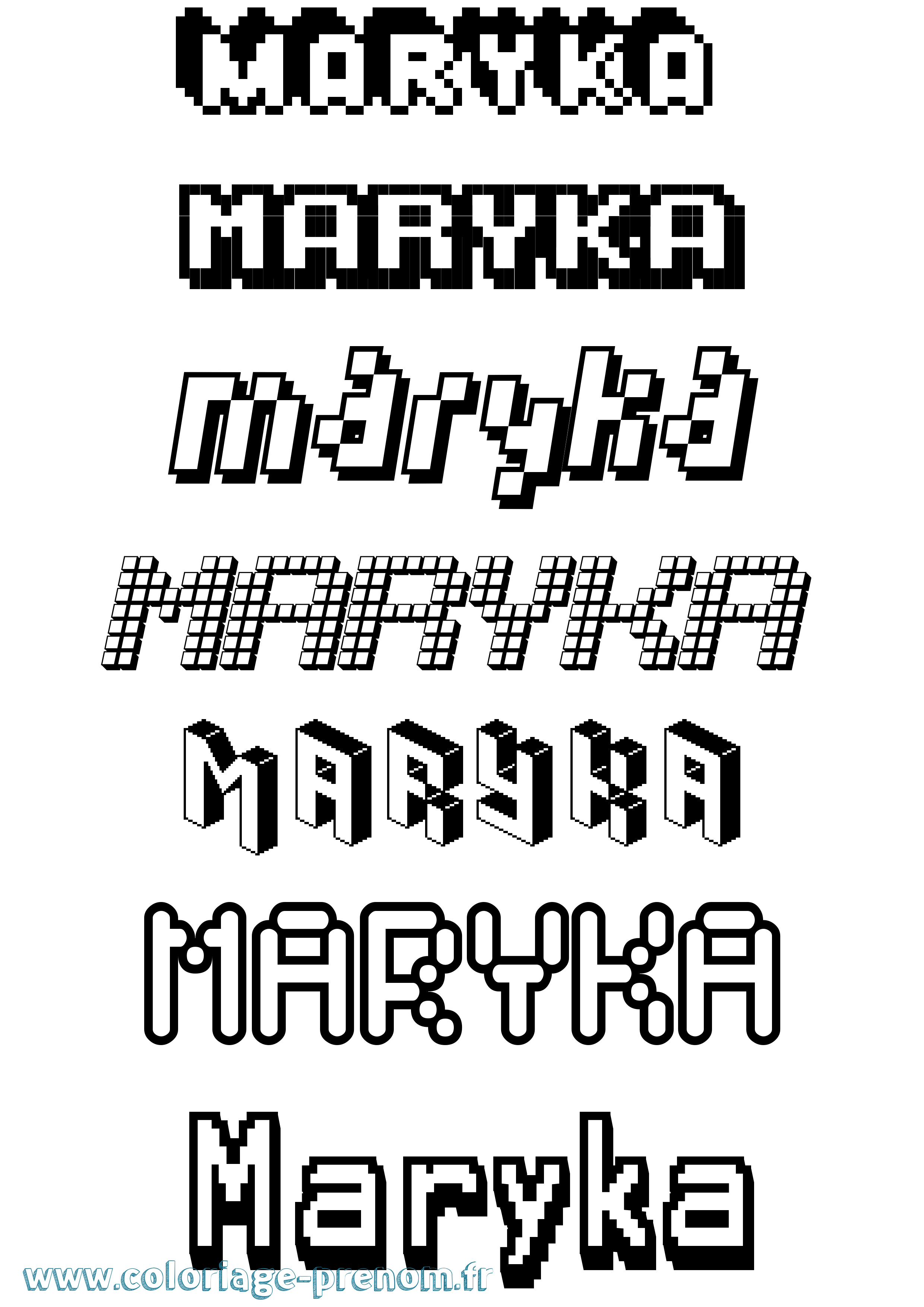 Coloriage Maryka Pixel Coloriage prénom Maryka Pixel