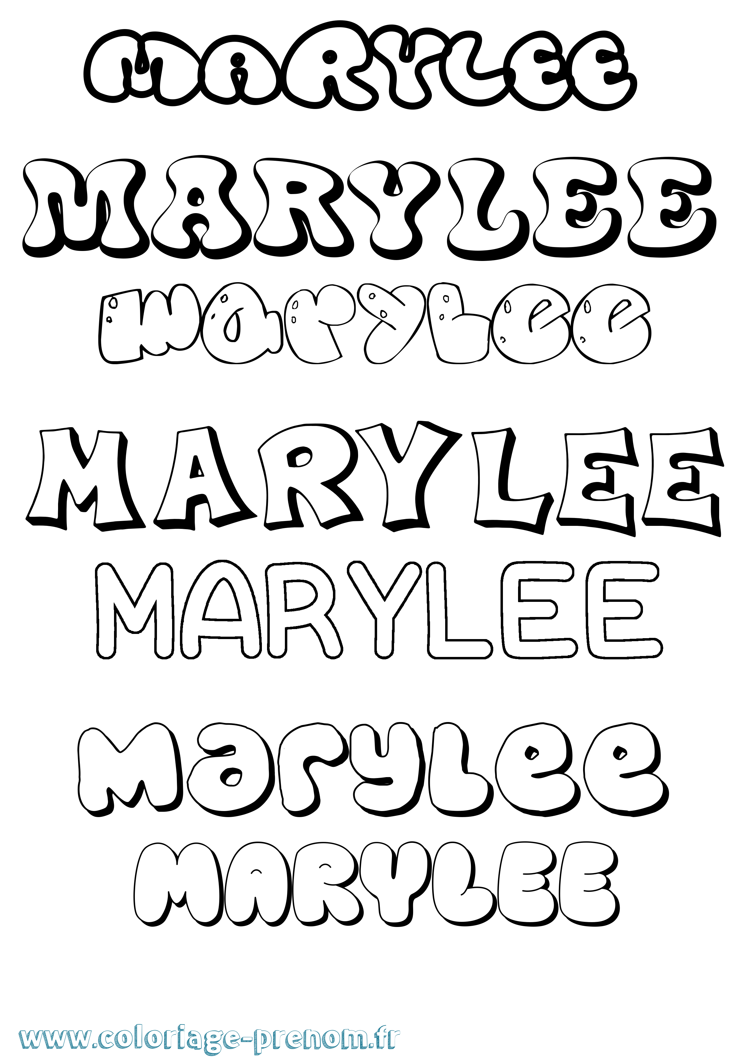 Coloriage Marylee Bubble Coloriage prénom Marylee Bubble