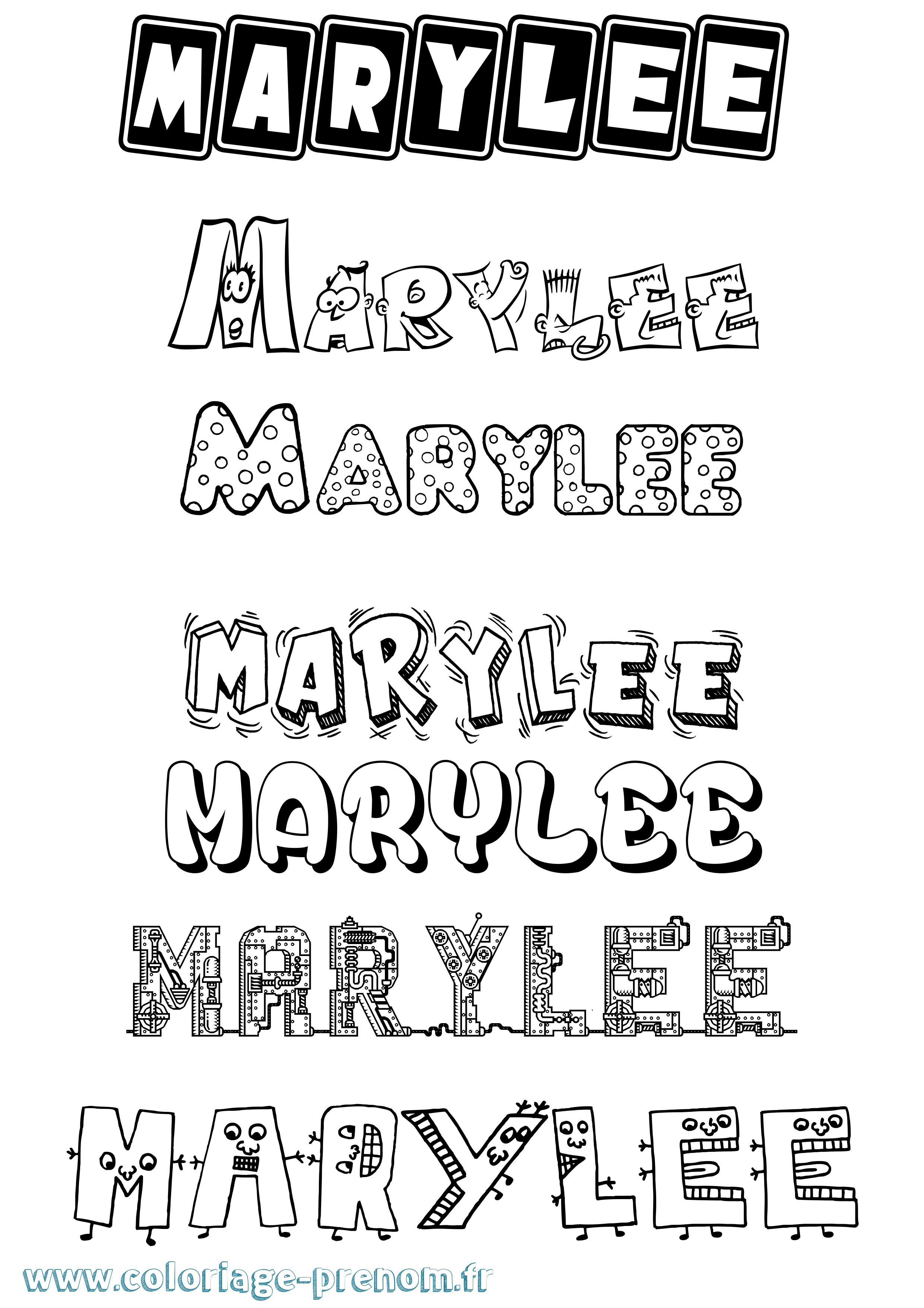 Coloriage Marylee Fun Coloriage prénom Marylee Fun