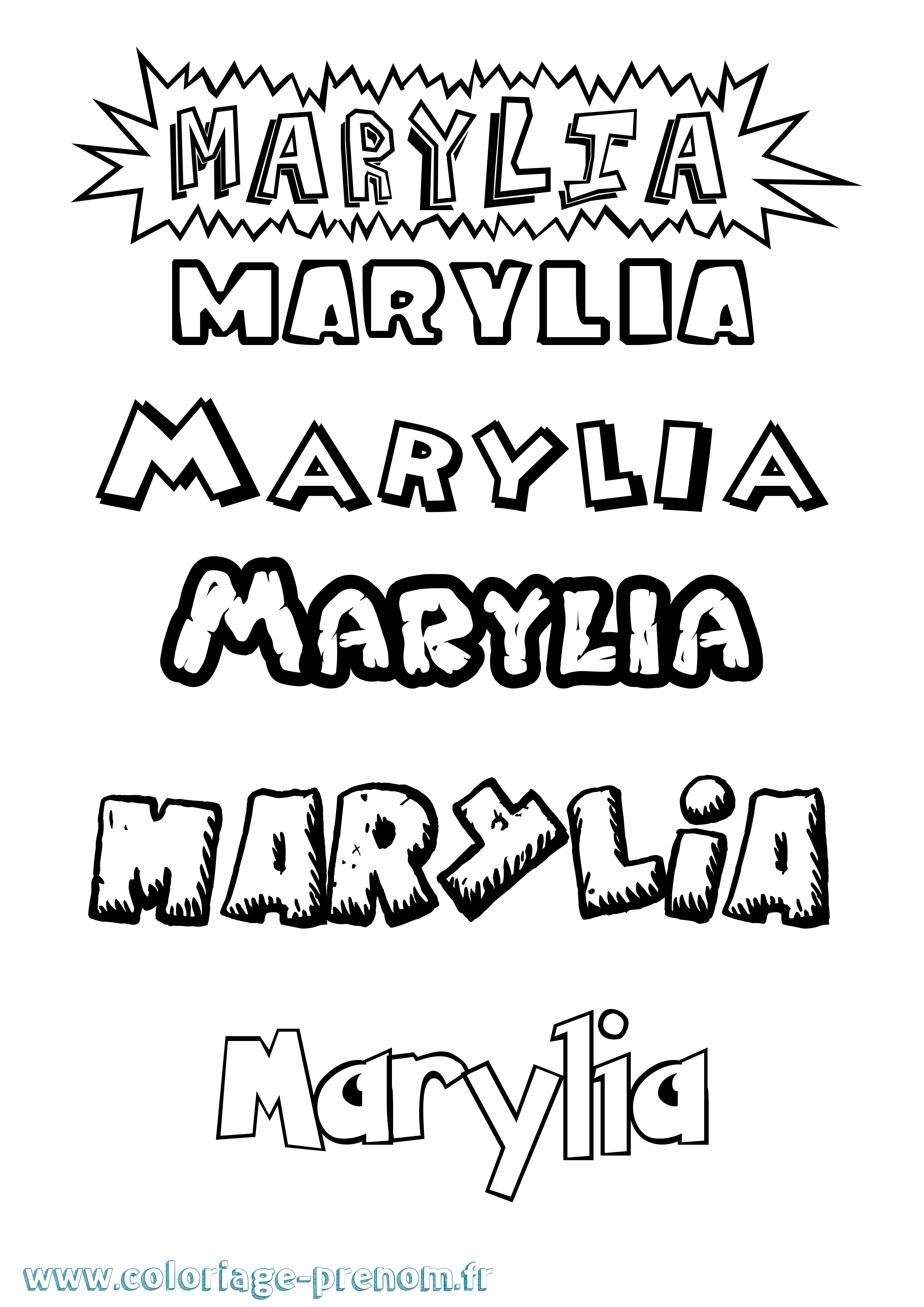 Coloriage Marylia Dessin Animé Coloriage prénom Marylia Dessin Animé