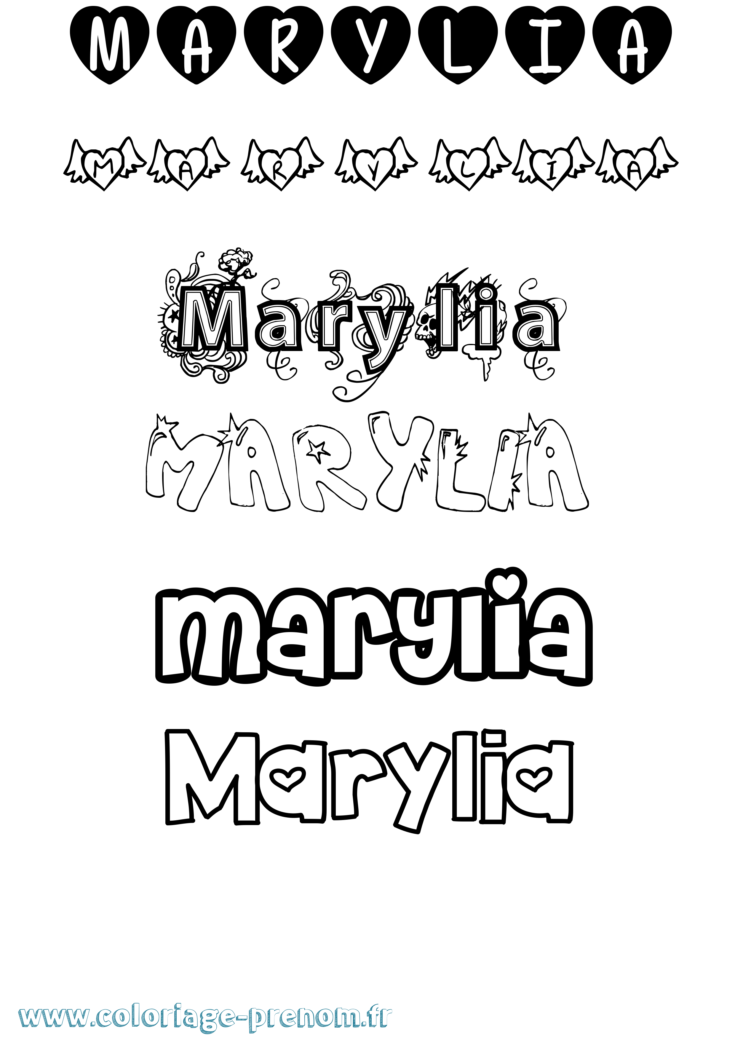Coloriage Marylia Girly Coloriage prénom Marylia Girly