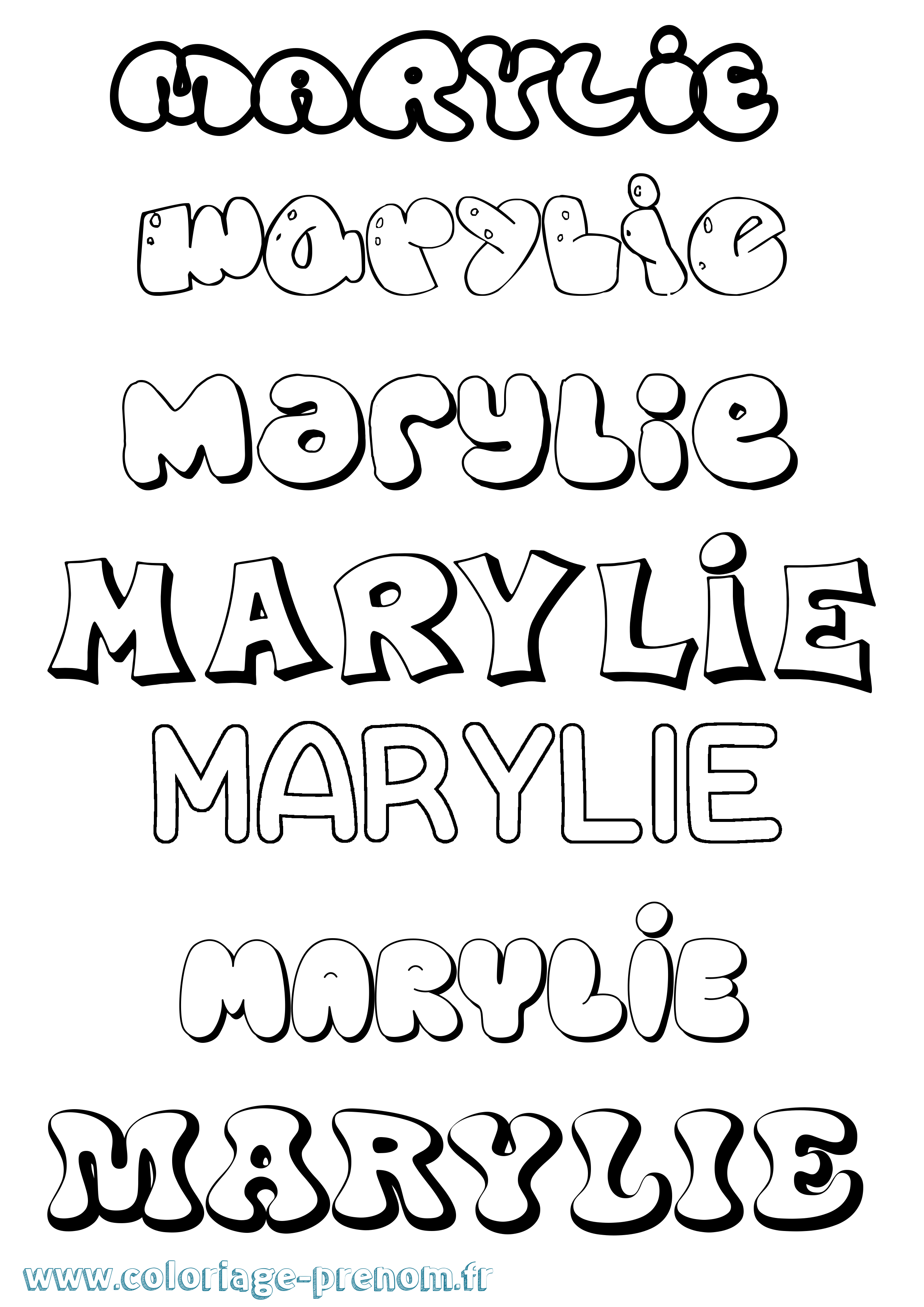 Coloriage Marylie Bubble Coloriage prénom Marylie Bubble