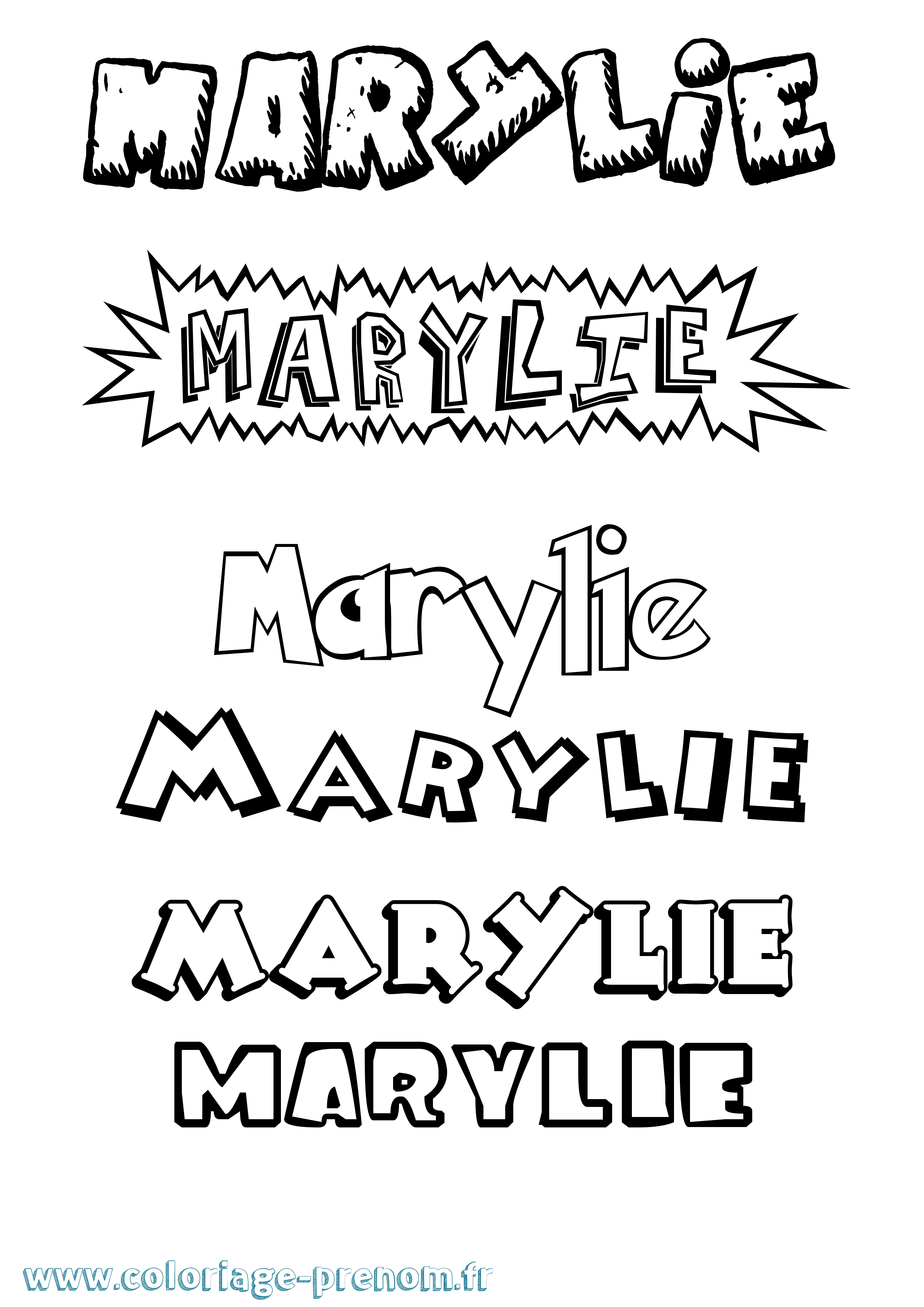 Coloriage Marylie Dessin Animé Coloriage prénom Marylie Dessin Animé