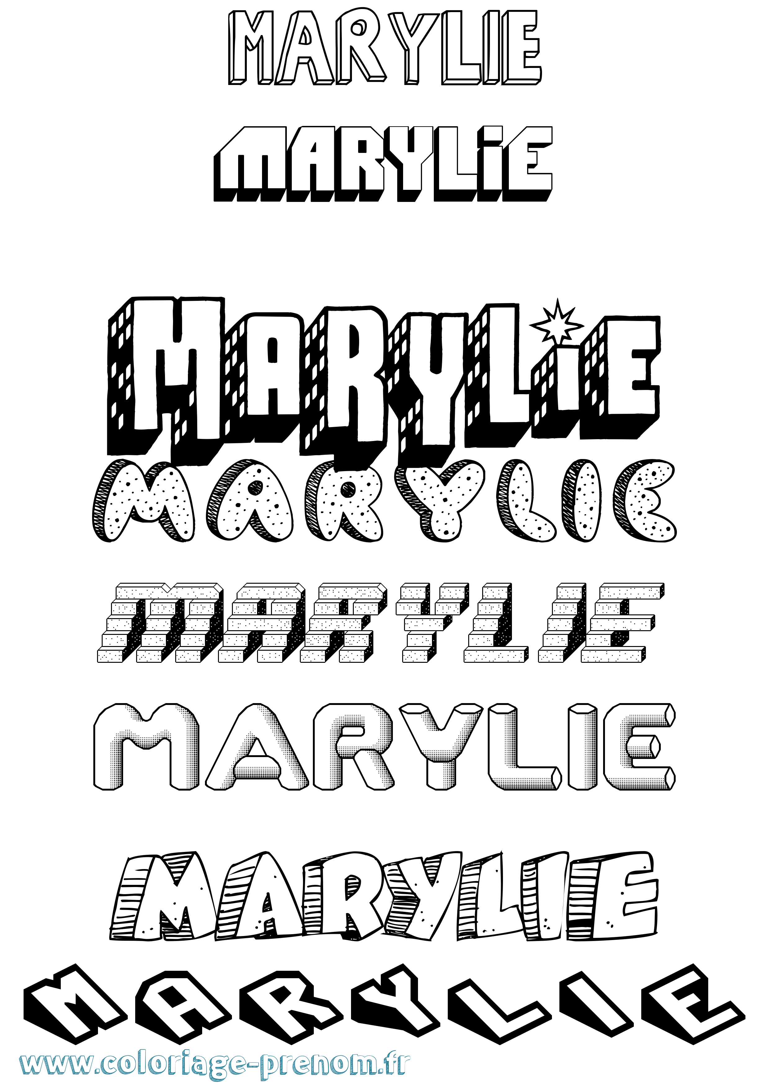 Coloriage Marylie Effet 3D Coloriage prénom Marylie Effet 3D