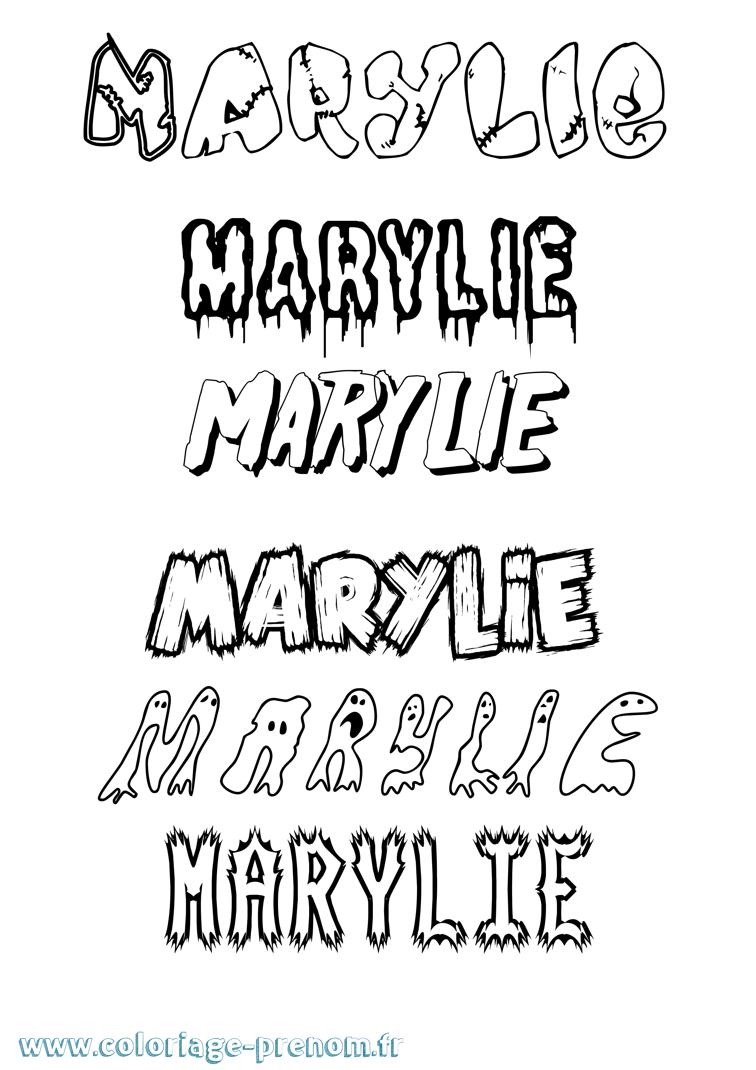 Coloriage Marylie Frisson Coloriage prénom Marylie Frisson