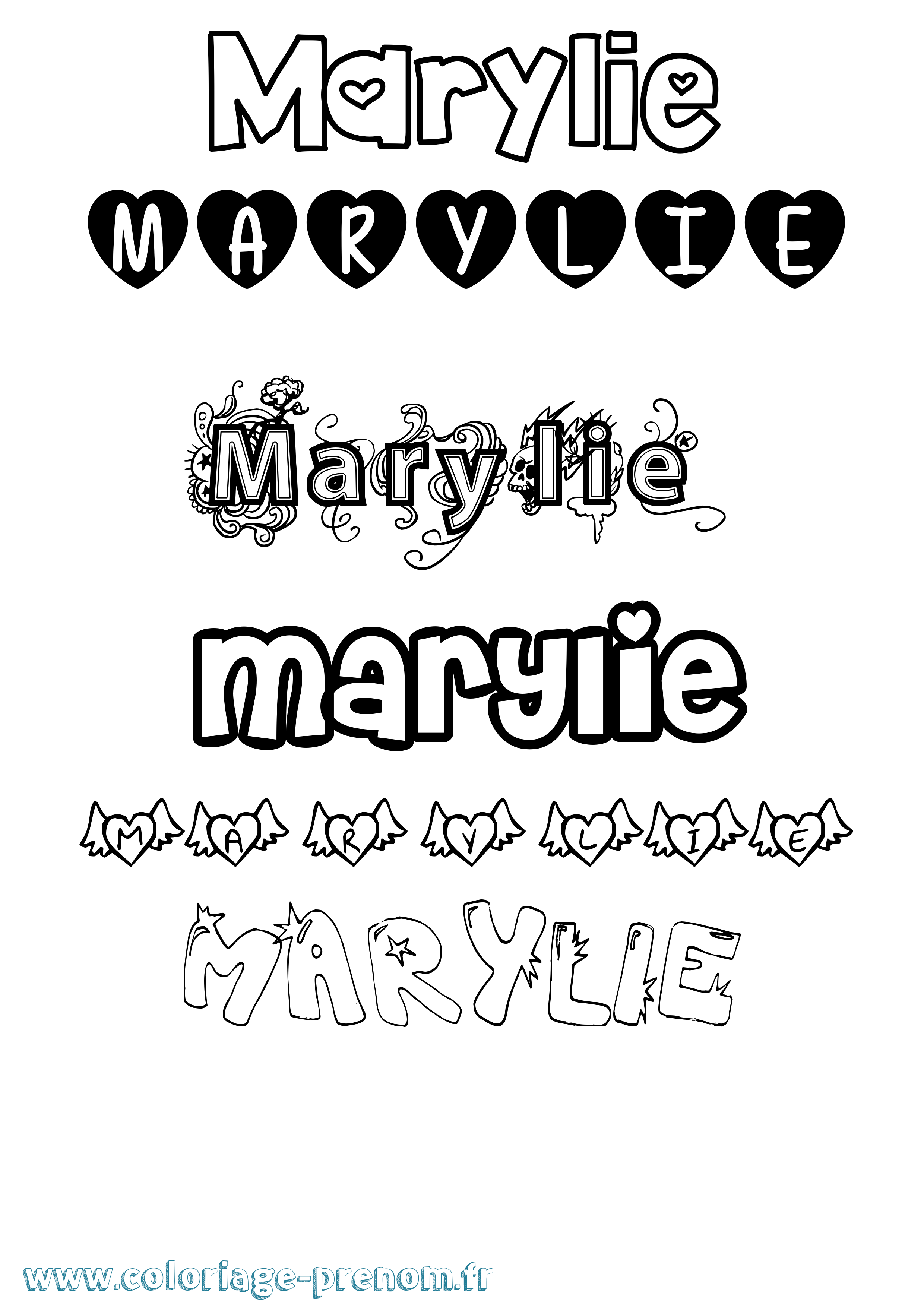 Coloriage Marylie Girly Coloriage prénom Marylie Girly