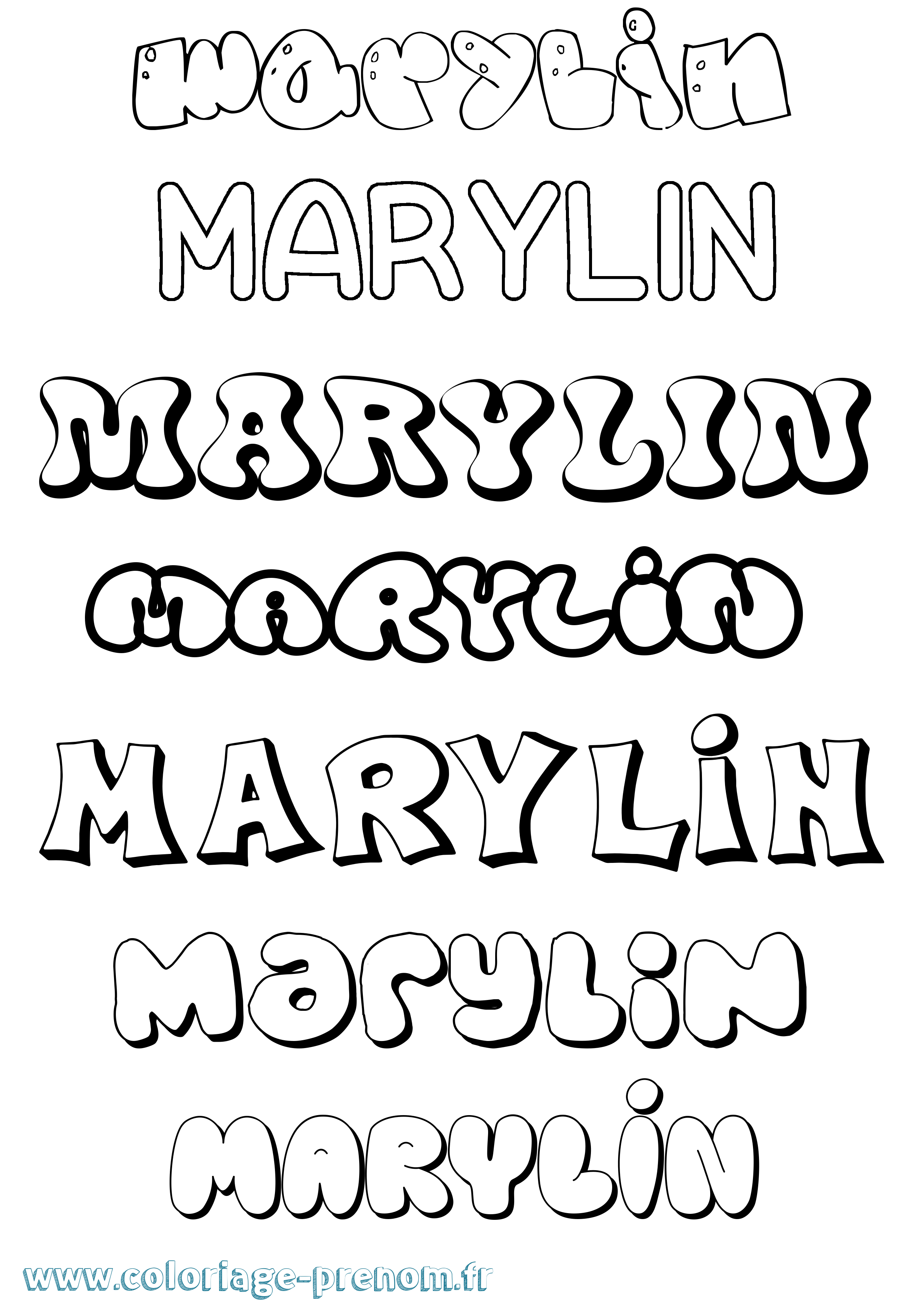 Coloriage Marylin Bubble Coloriage prénom Marylin Bubble