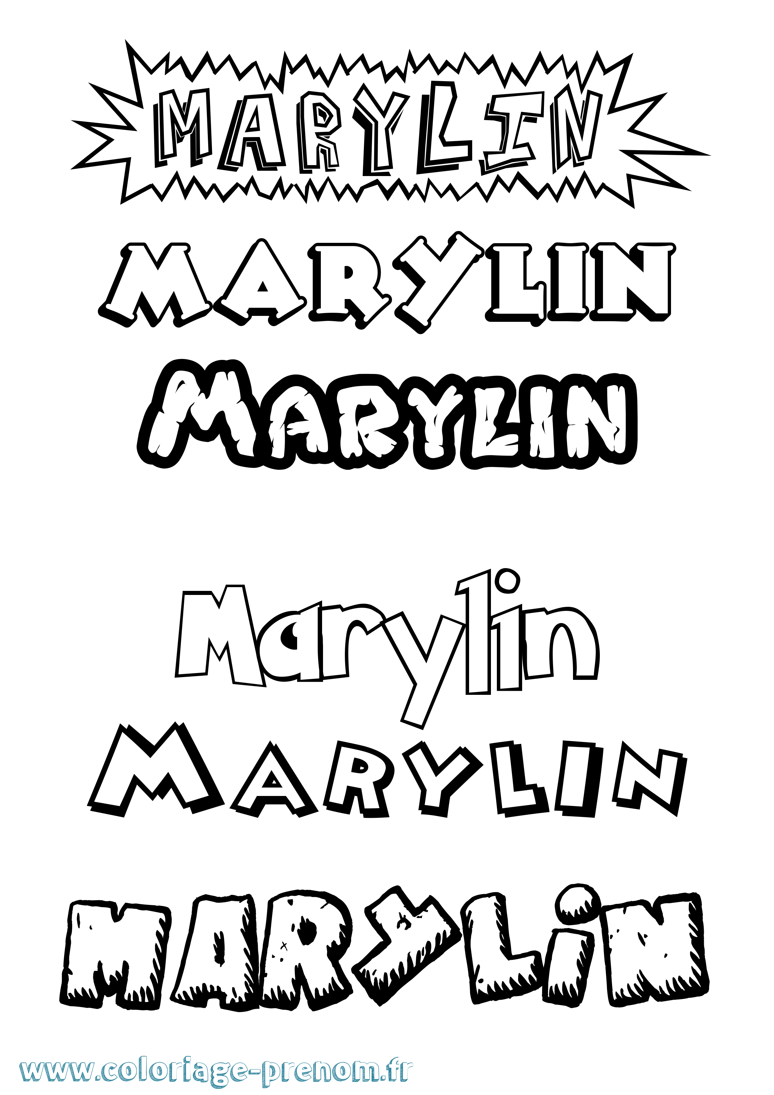 Coloriage Marylin Dessin Animé Coloriage prénom Marylin Dessin Animé