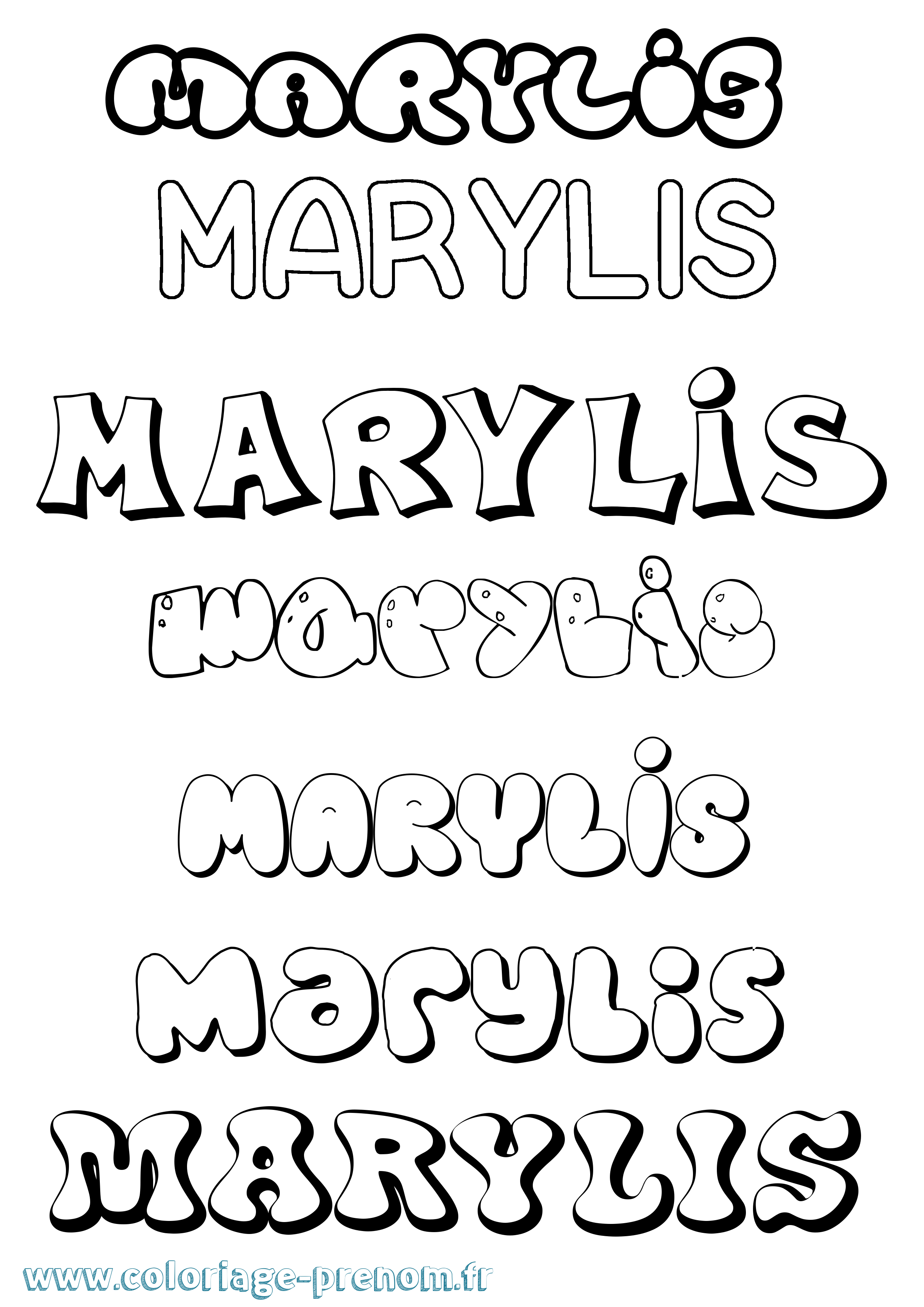 Coloriage Marylis Bubble Coloriage prénom Marylis Bubble