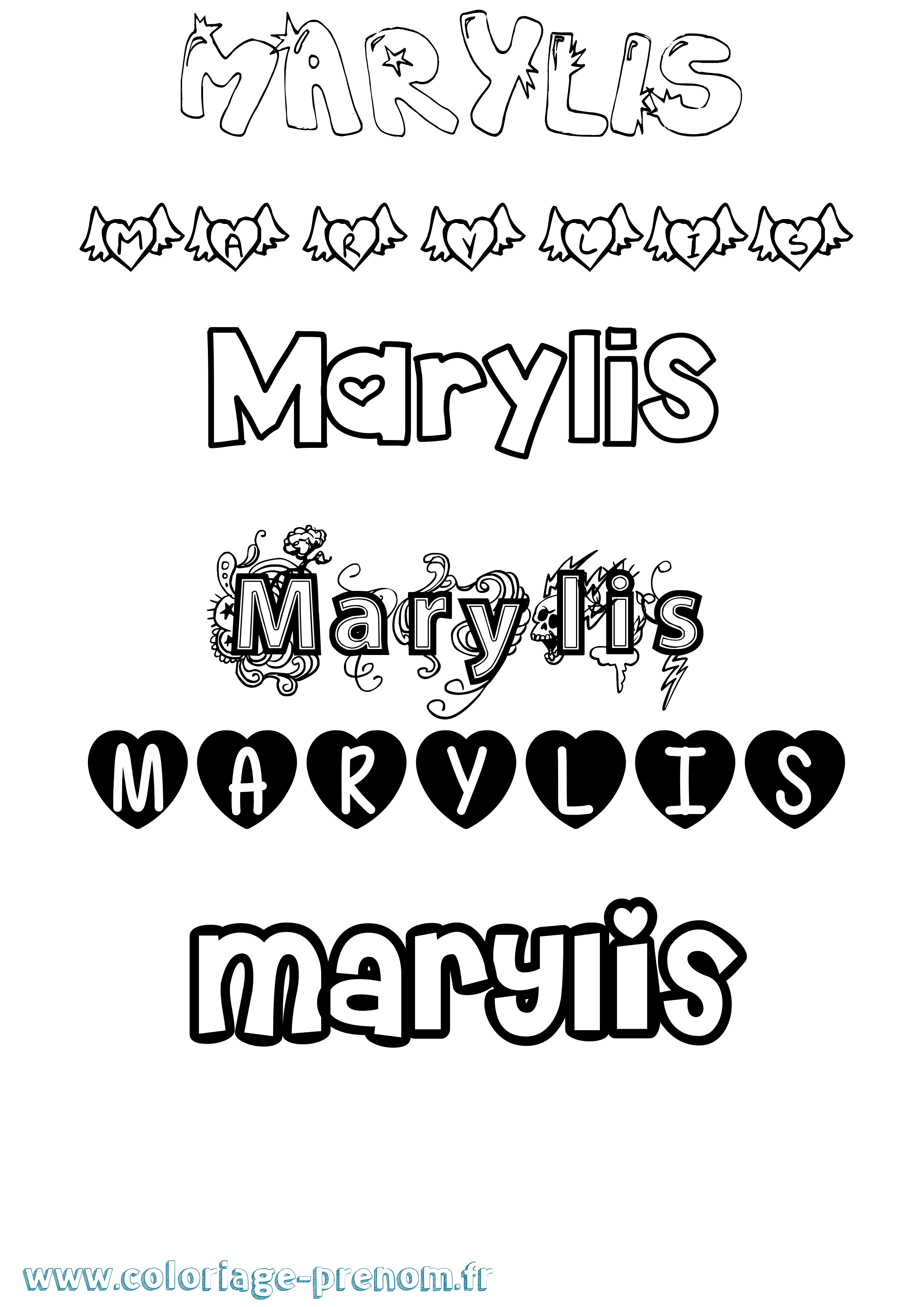 Coloriage Marylis Girly Coloriage prénom Marylis Girly
