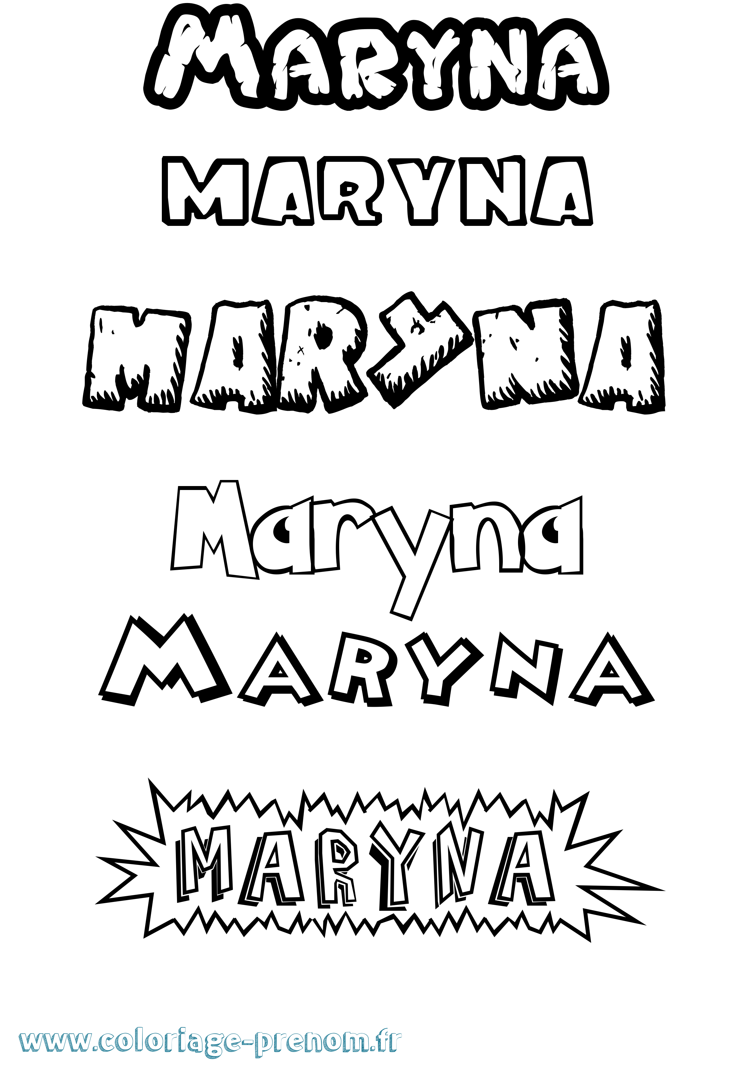 Coloriage Maryna Dessin Animé Coloriage prénom Maryna Dessin Animé