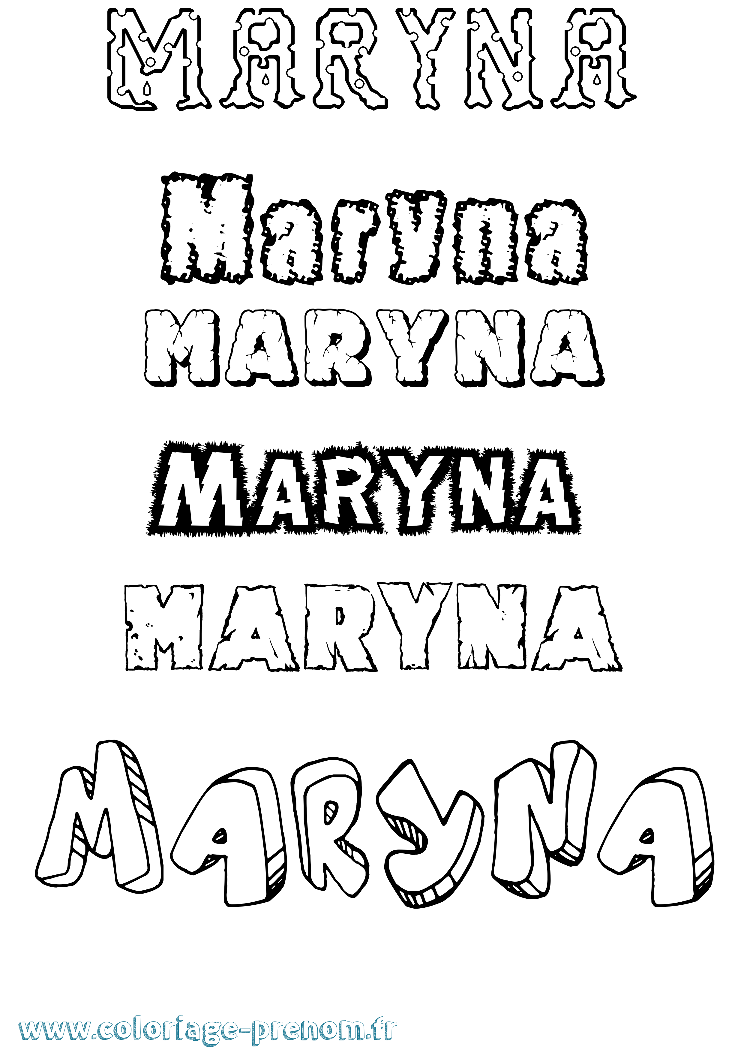 Coloriage Maryna Destructuré Coloriage prénom Maryna Destructuré
