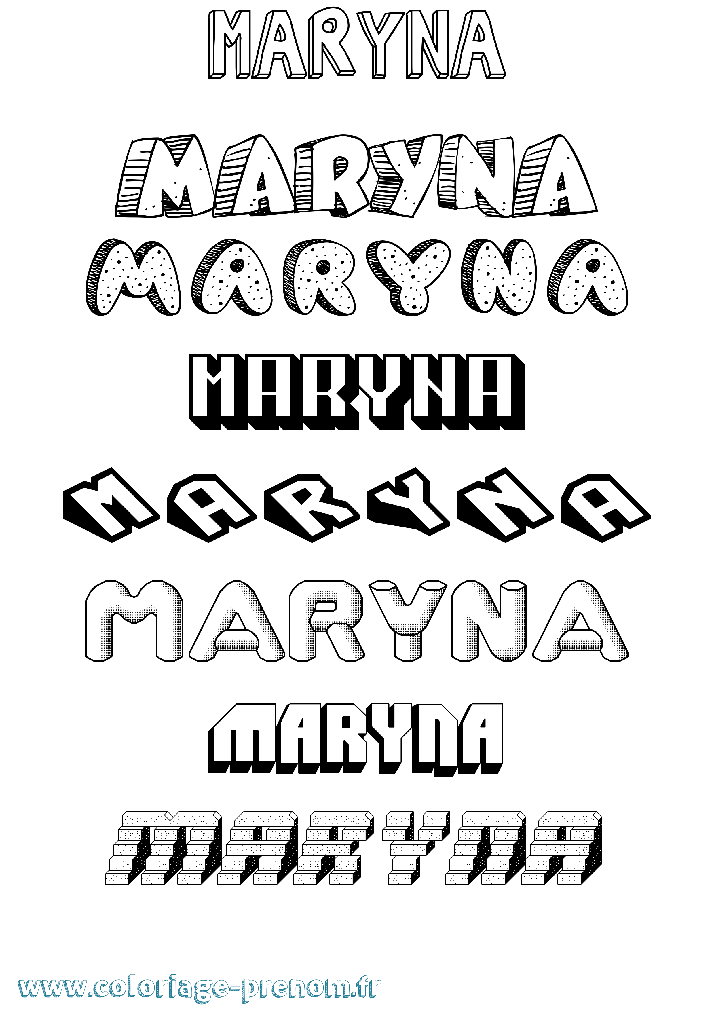 Coloriage Maryna Effet 3D Coloriage prénom Maryna Effet 3D