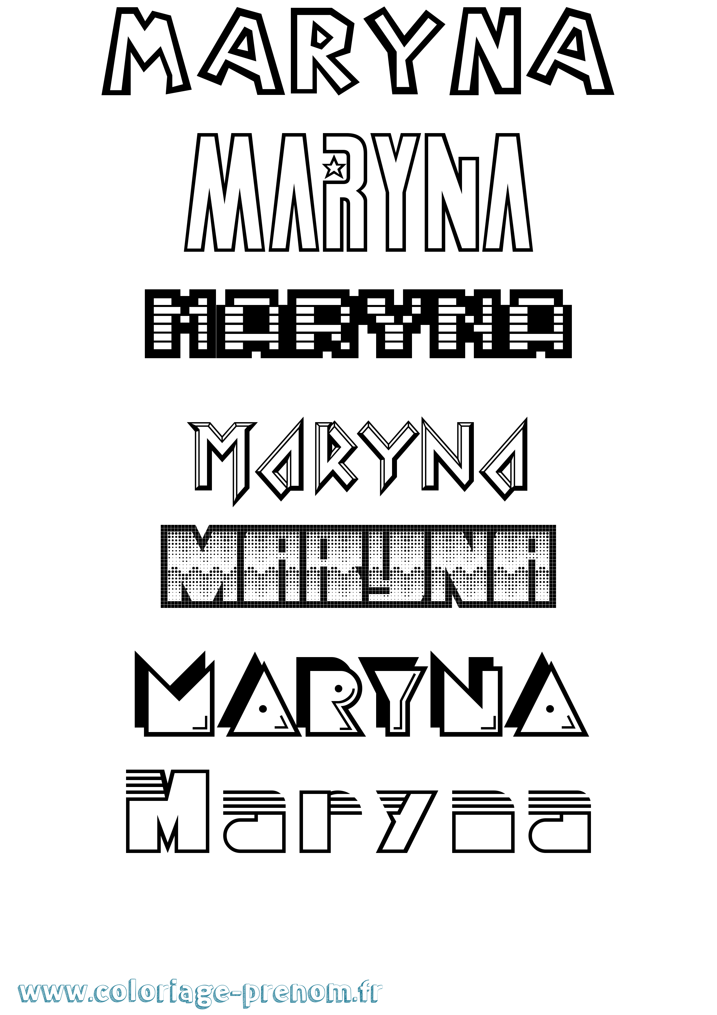 Coloriage Maryna Jeux Vidéos Coloriage prénom Maryna Jeux Vidéos