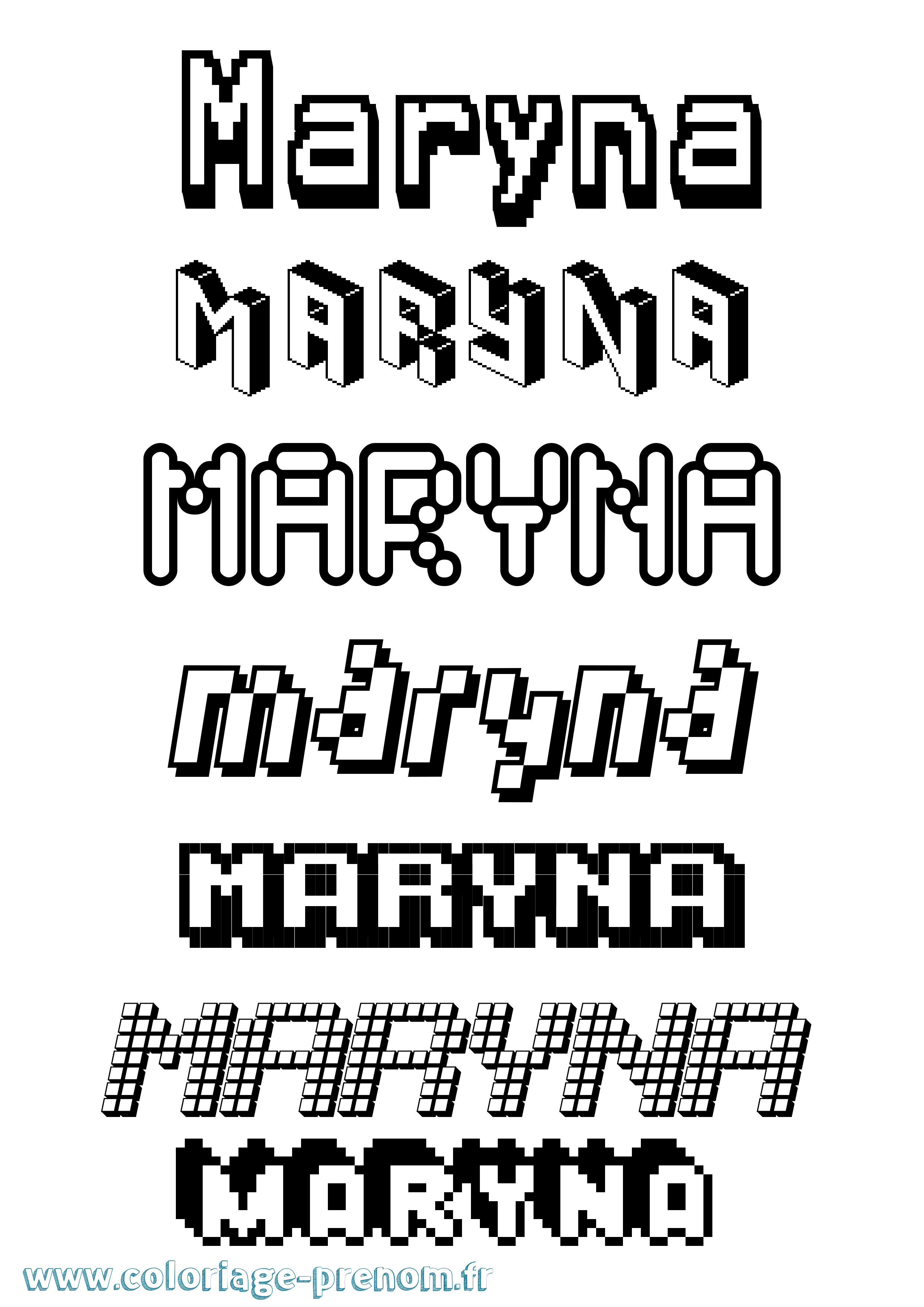 Coloriage Maryna Pixel Coloriage prénom Maryna Pixel