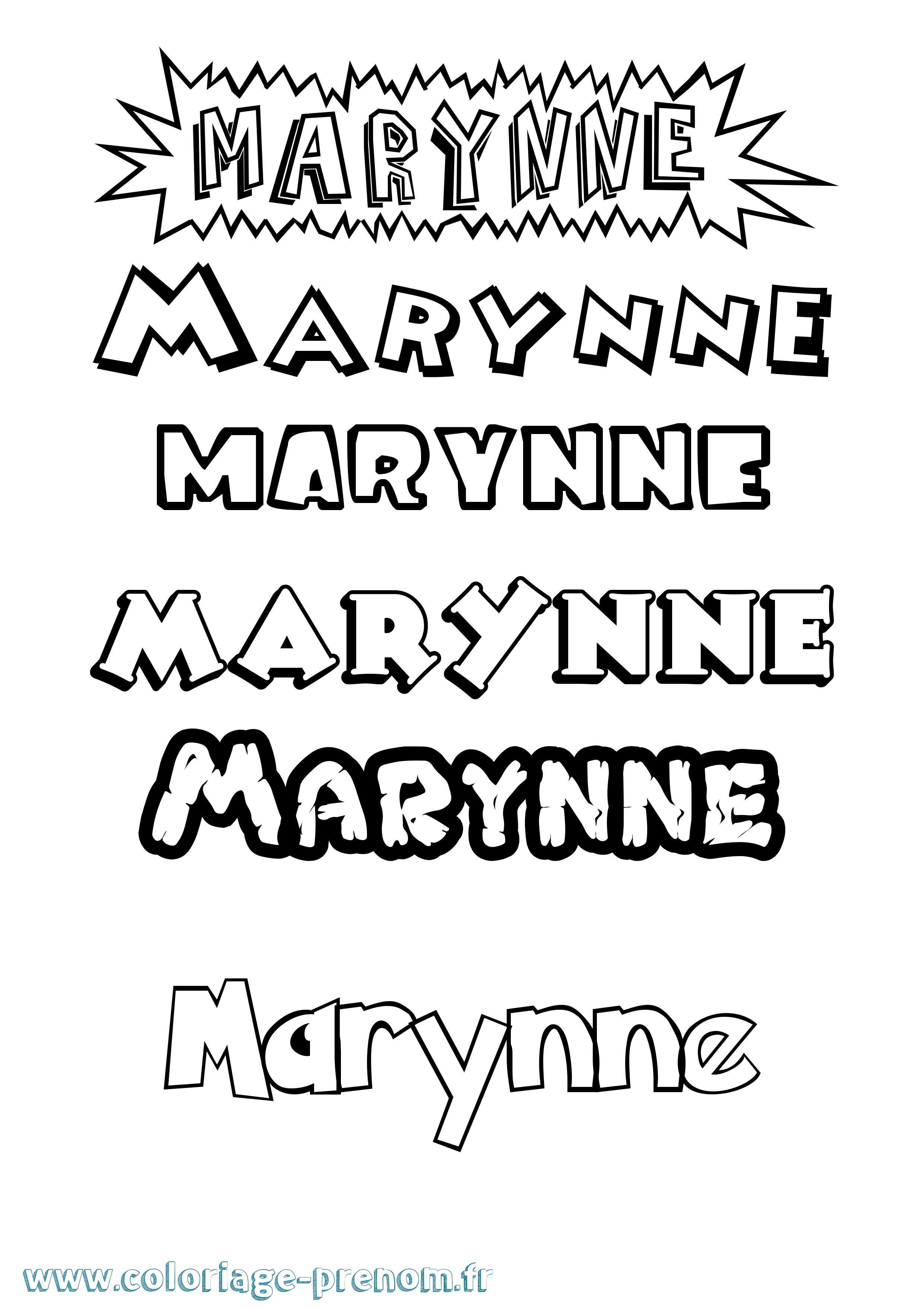 Coloriage Marynne Dessin Animé Coloriage prénom Marynne Dessin Animé