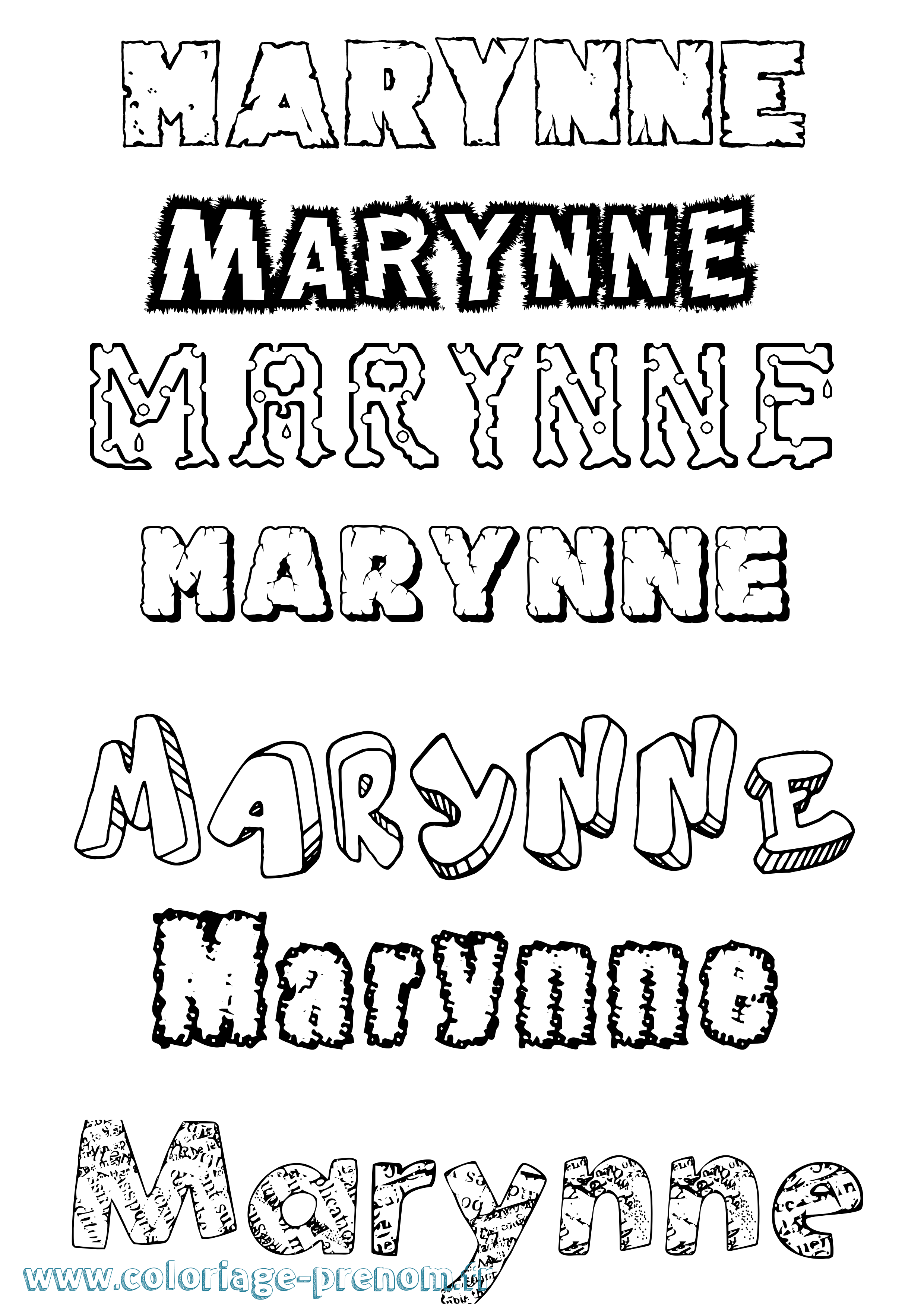 Coloriage Marynne Destructuré Coloriage prénom Marynne Destructuré