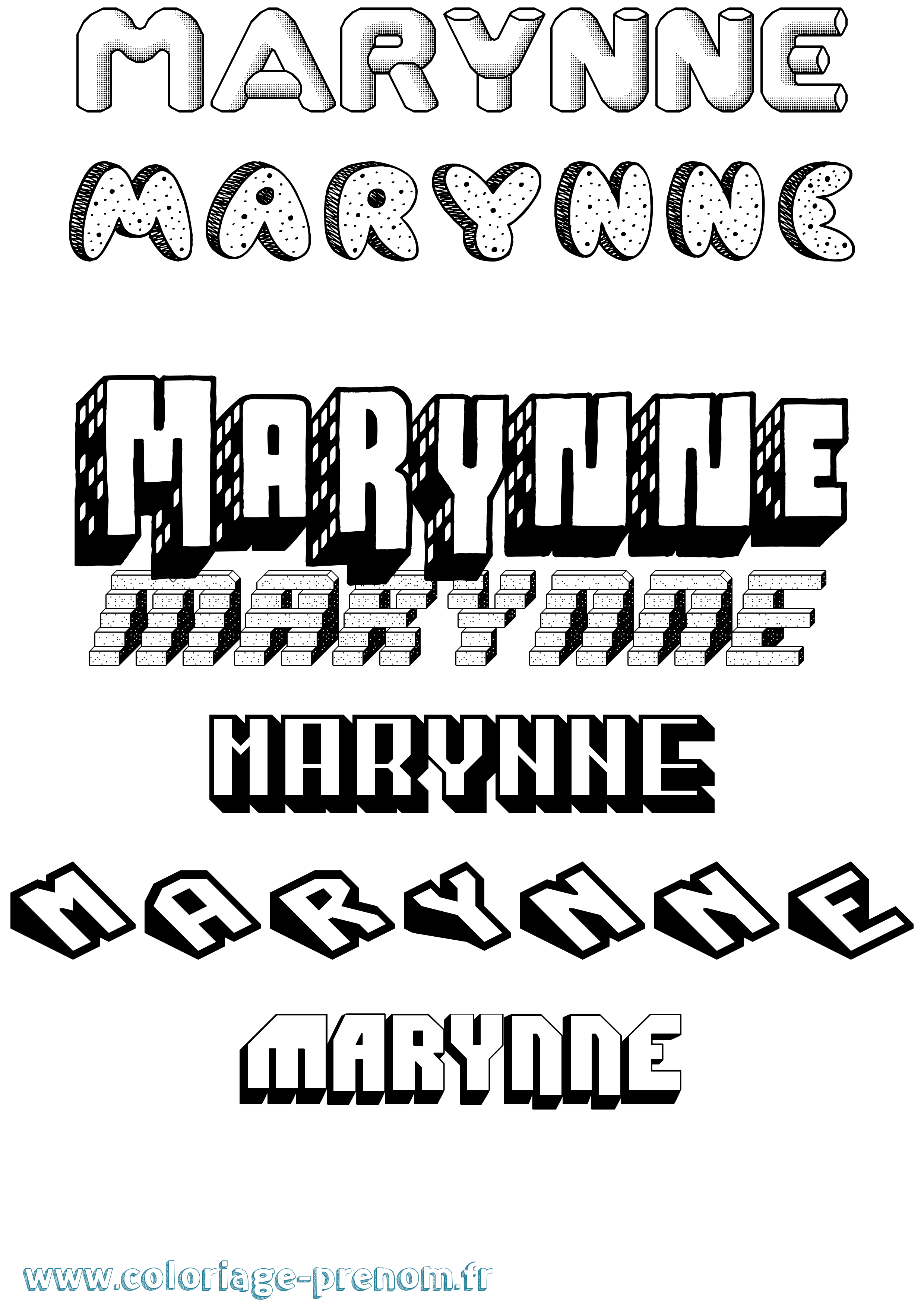 Coloriage Marynne Effet 3D Coloriage prénom Marynne Effet 3D