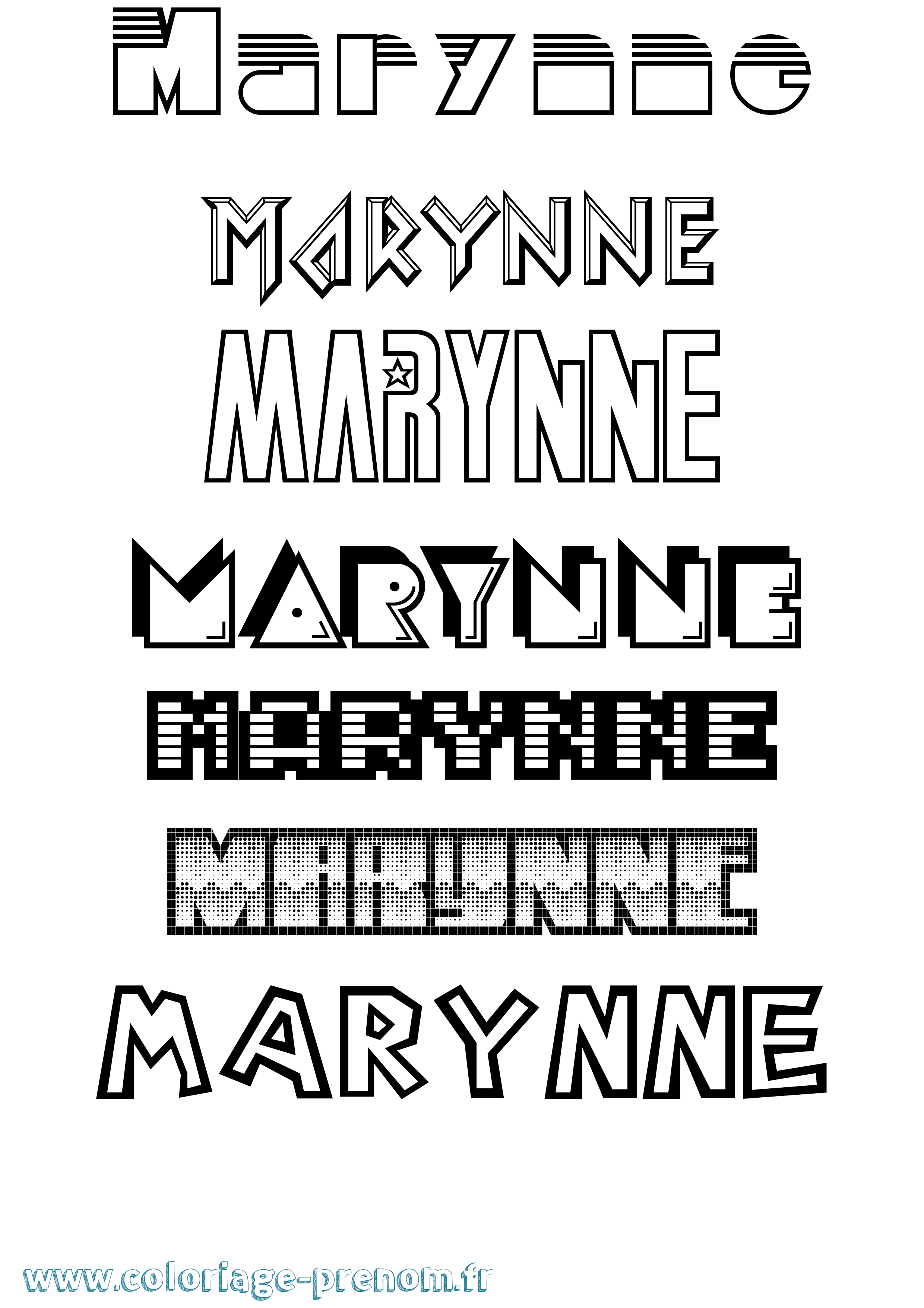 Coloriage Marynne Jeux Vidéos Coloriage prénom Marynne Jeux Vidéos
