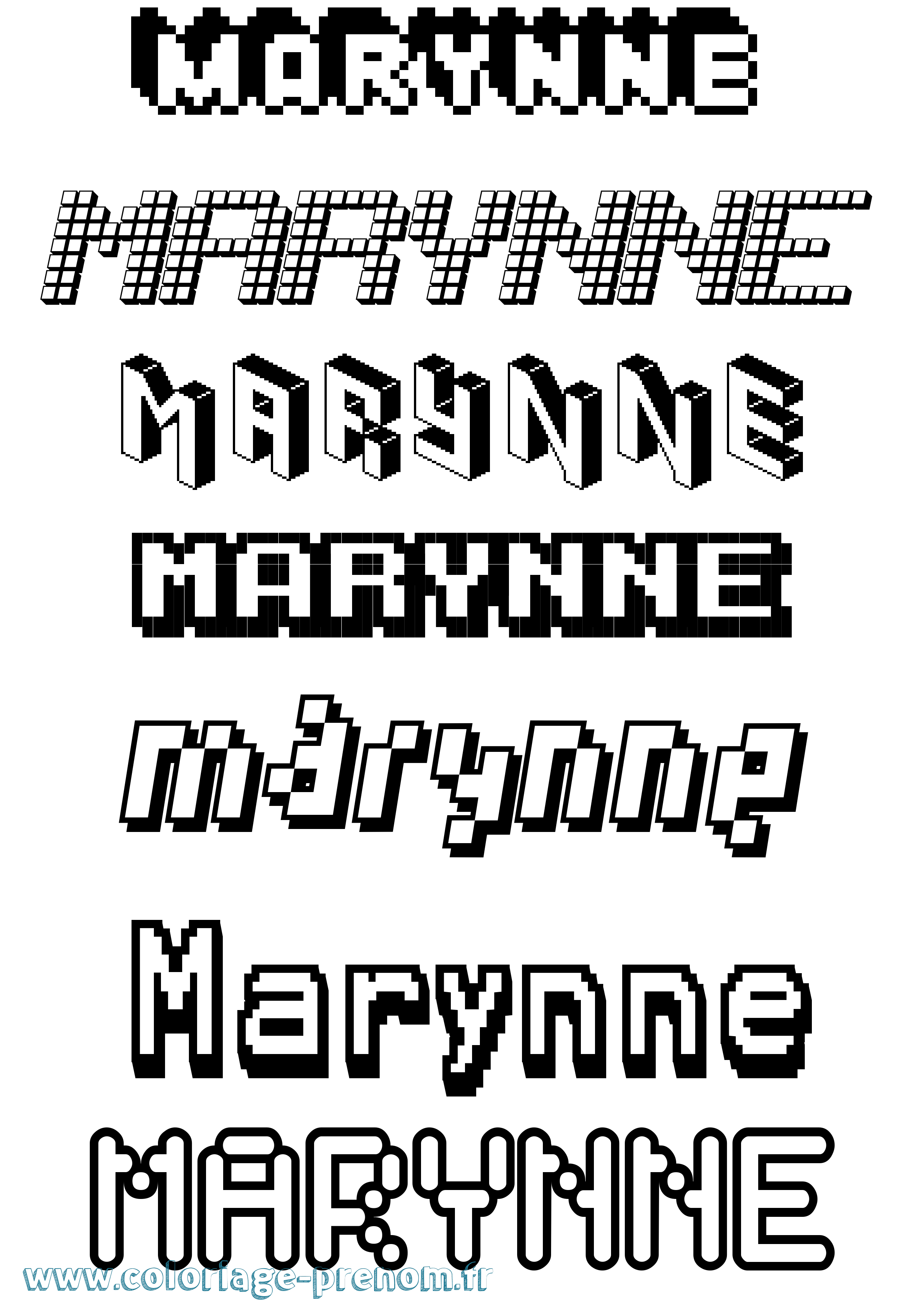 Coloriage Marynne Pixel Coloriage prénom Marynne Pixel