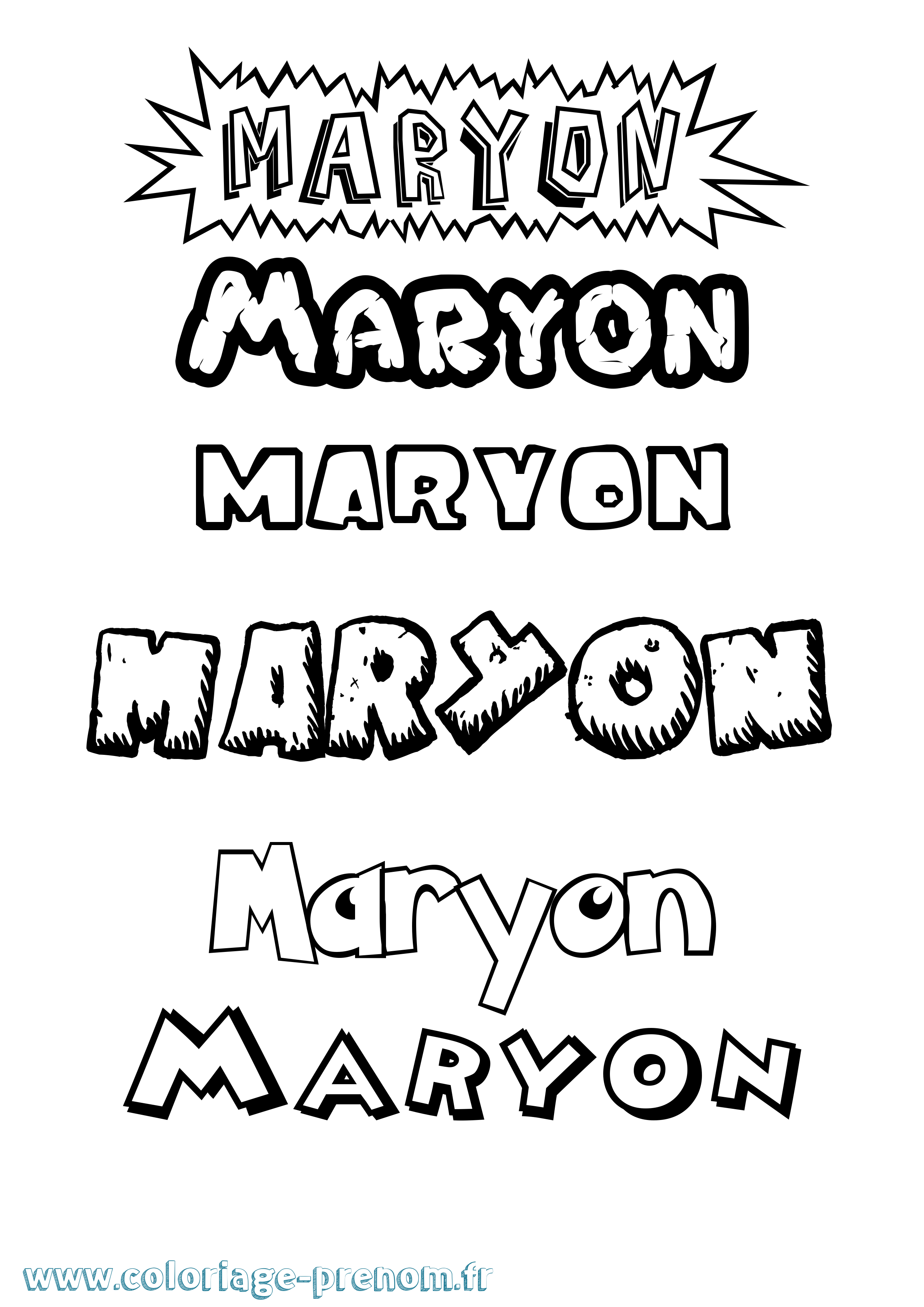Coloriage Maryon Dessin Animé Coloriage prénom Maryon Dessin Animé