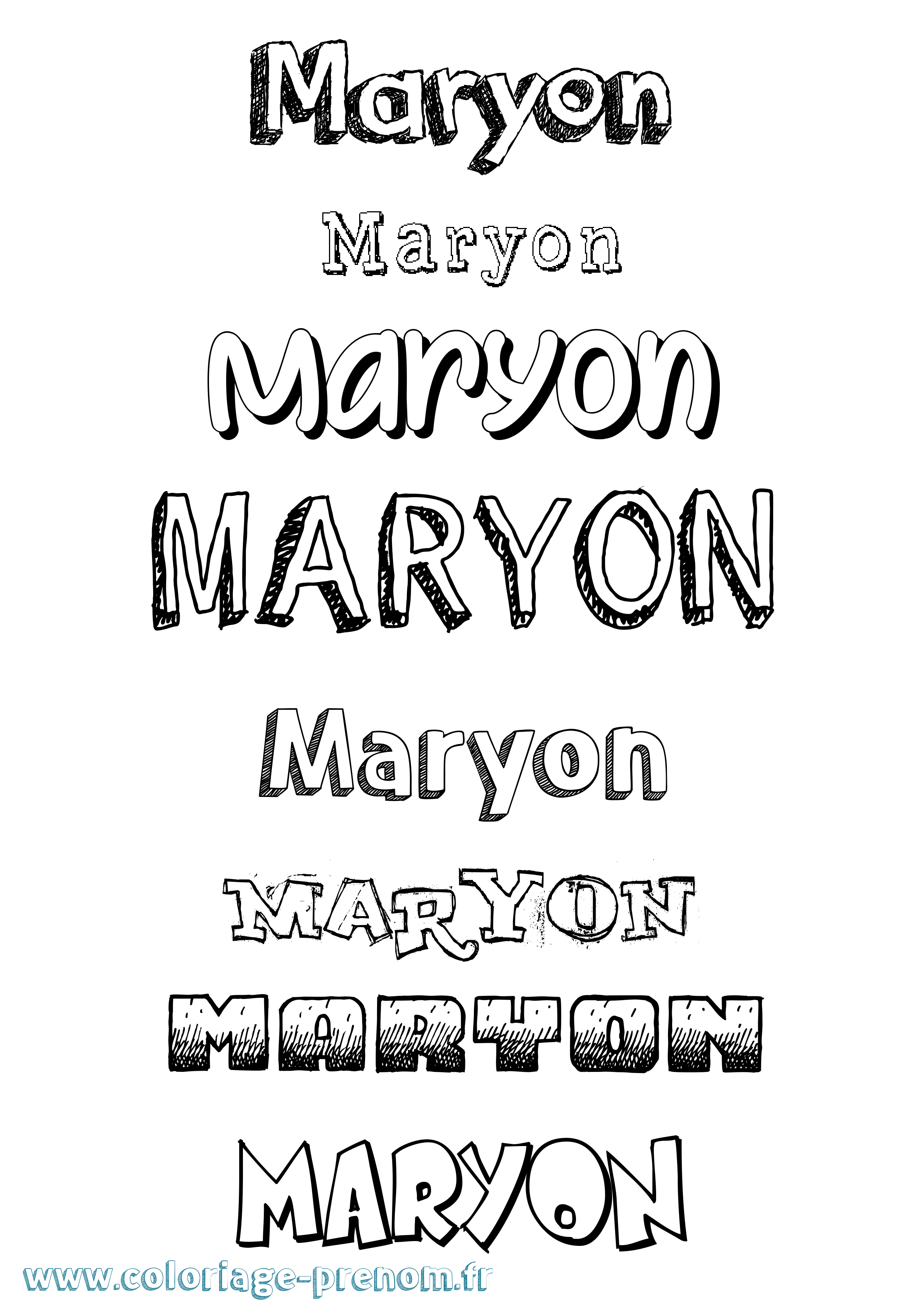 Coloriage Maryon Dessiné Coloriage prénom Maryon Dessiné