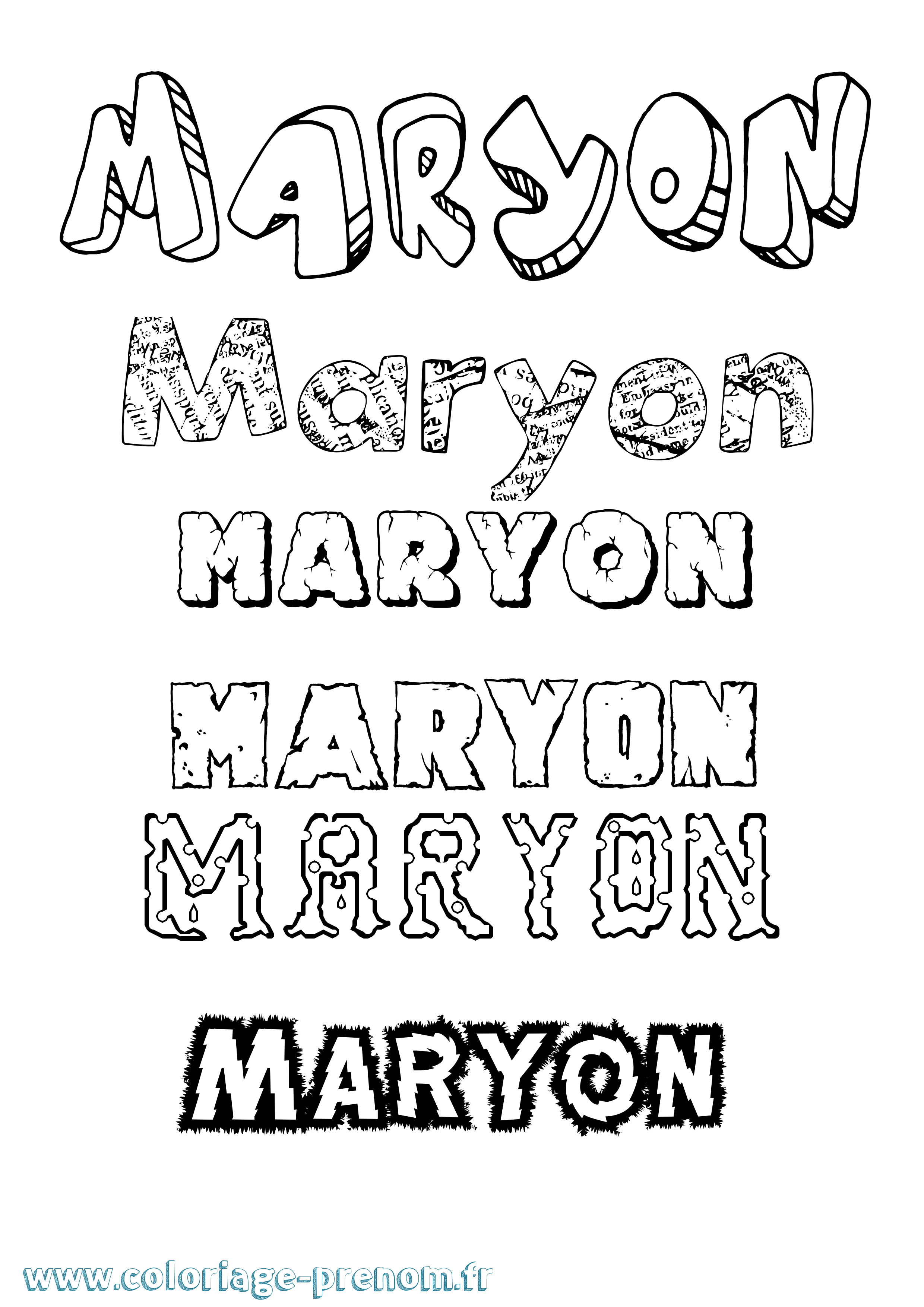 Coloriage Maryon Destructuré Coloriage prénom Maryon Destructuré