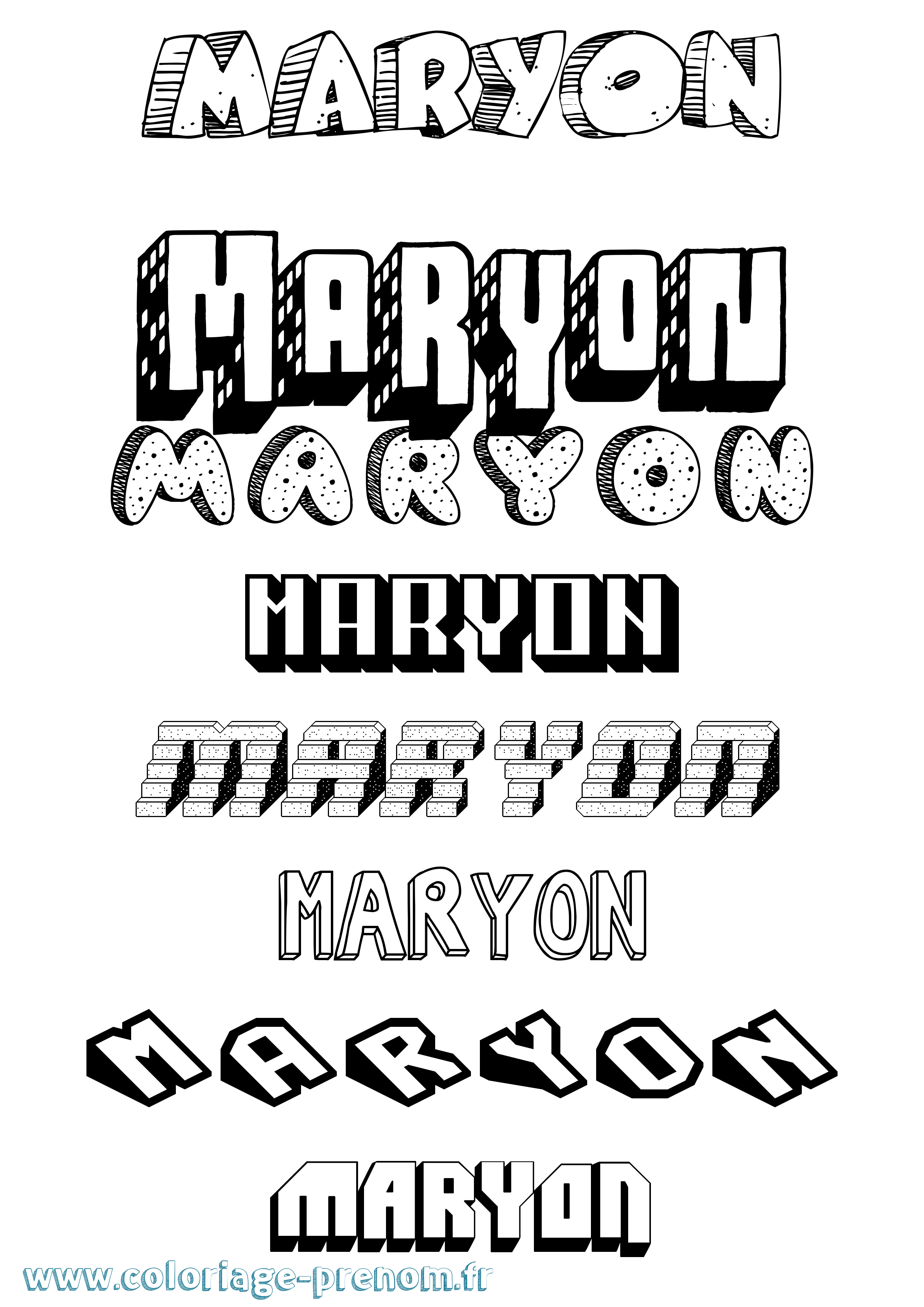 Coloriage Maryon Effet 3D Coloriage prénom Maryon Effet 3D