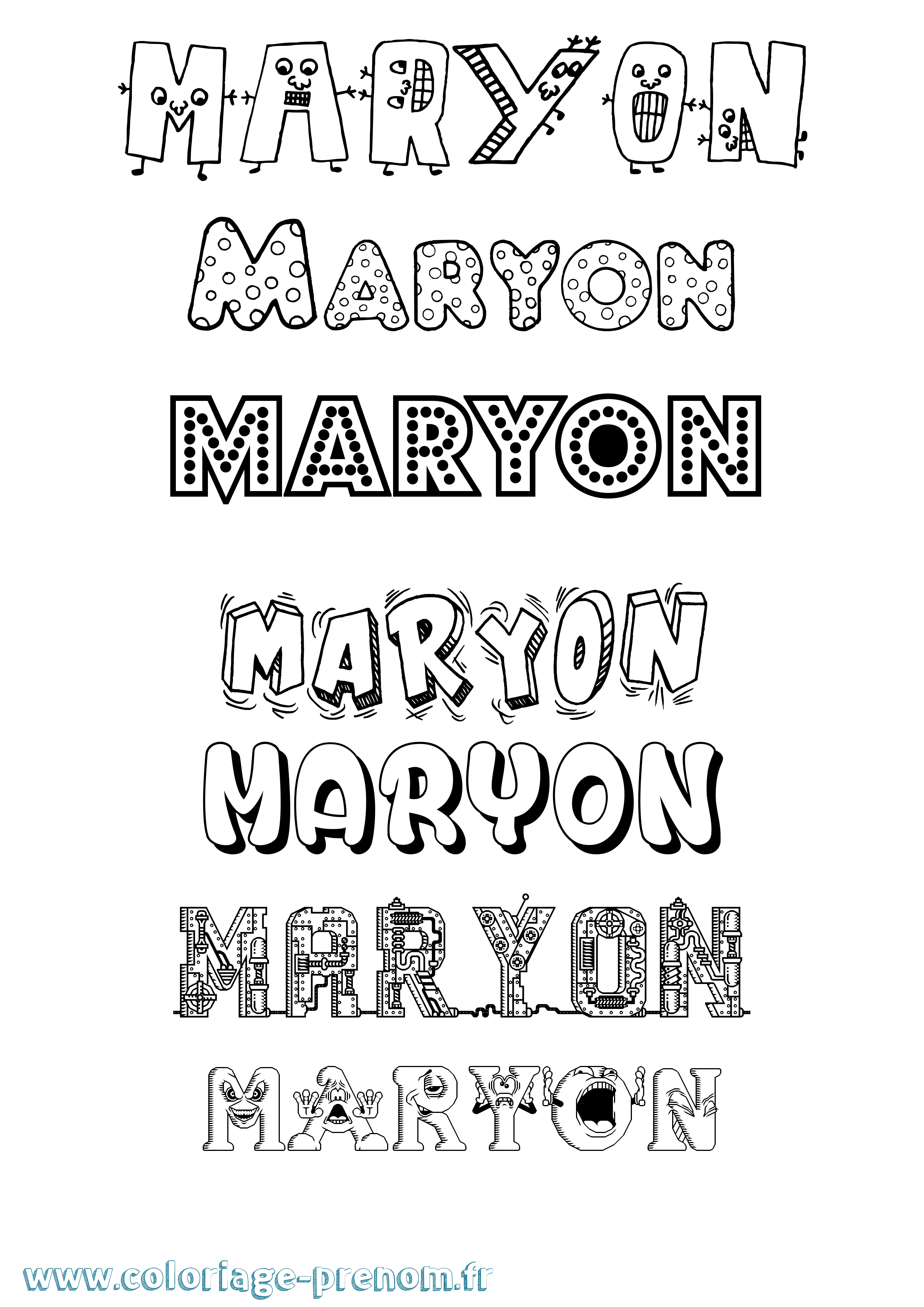 Coloriage Maryon Fun Coloriage prénom Maryon Fun