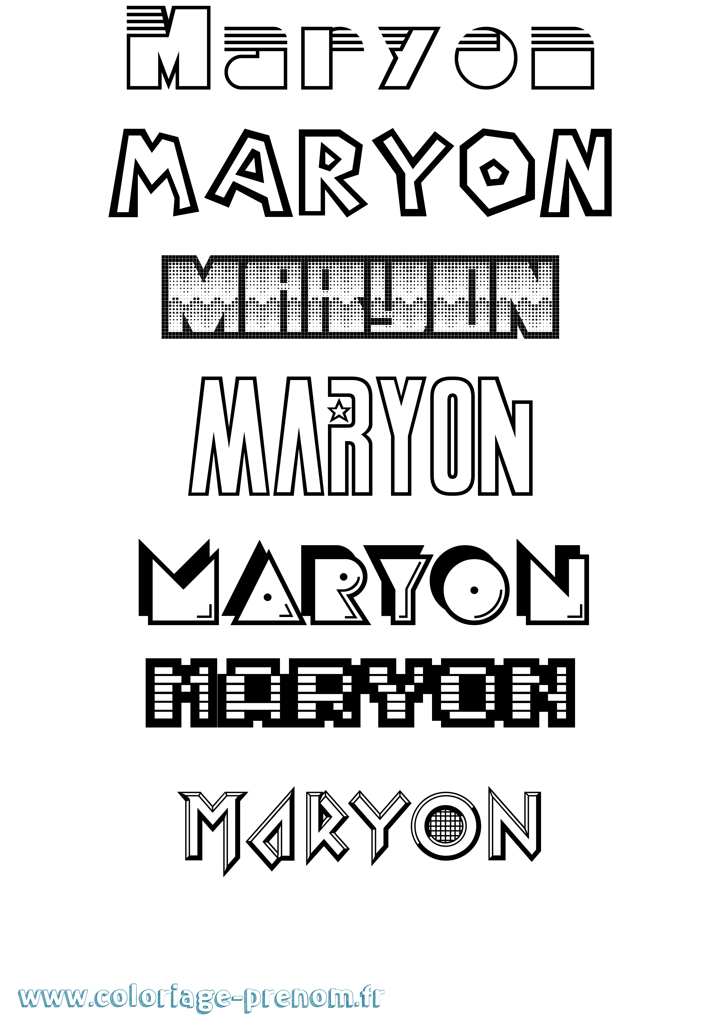 Coloriage Maryon Jeux Vidéos Coloriage prénom Maryon Jeux Vidéos