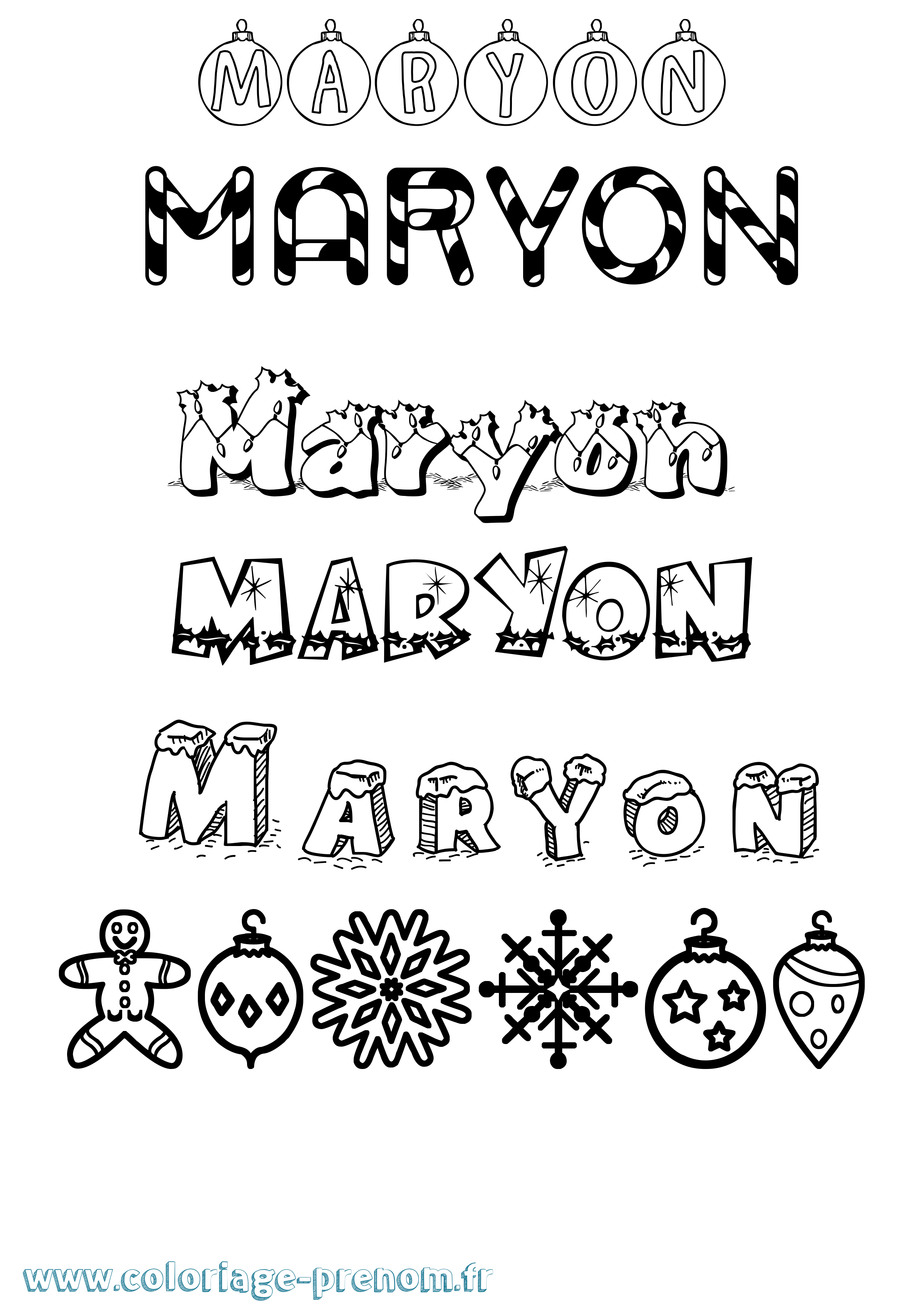 Coloriage Maryon Noël Coloriage prénom Maryon Noël