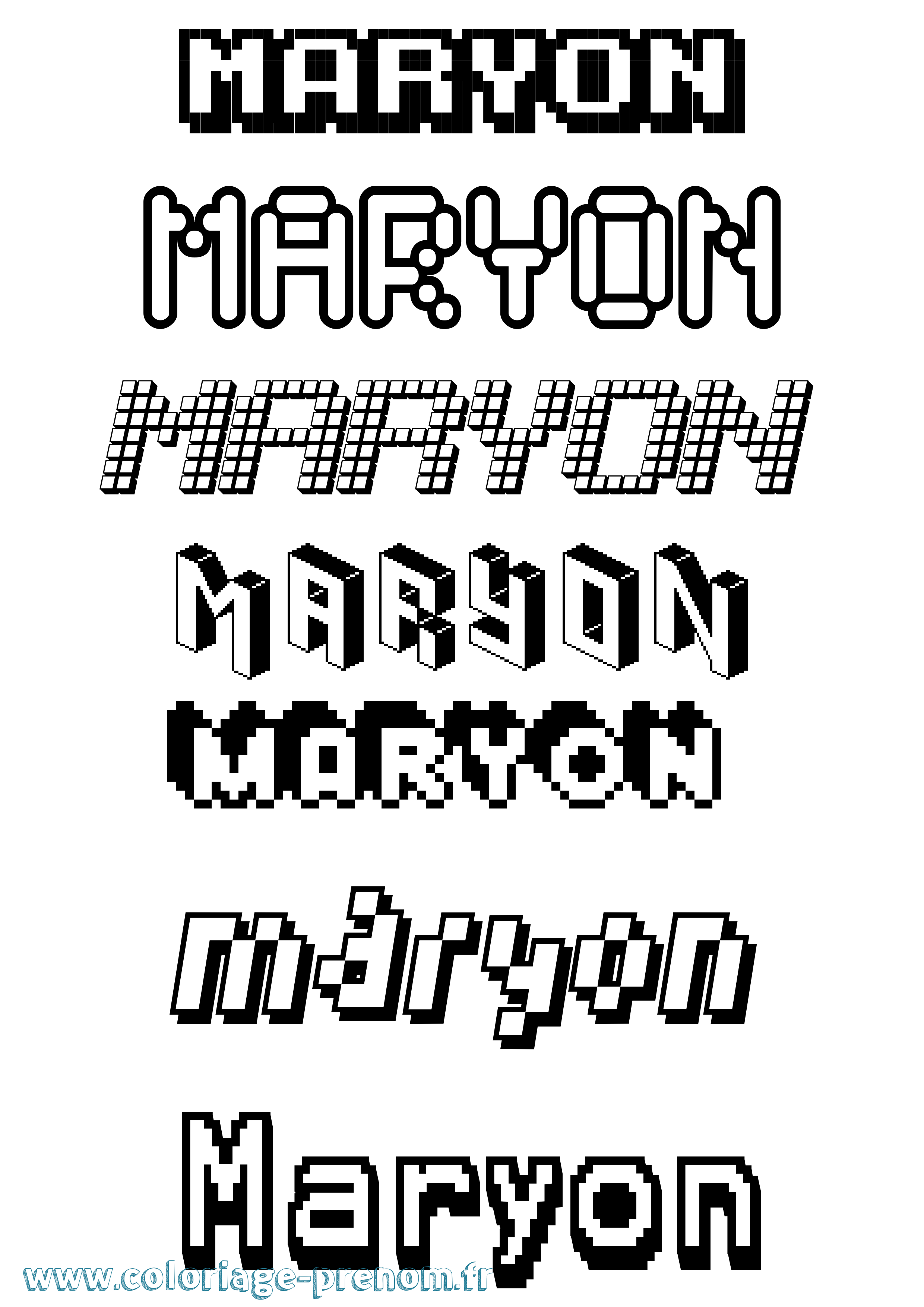 Coloriage Maryon Pixel Coloriage prénom Maryon Pixel