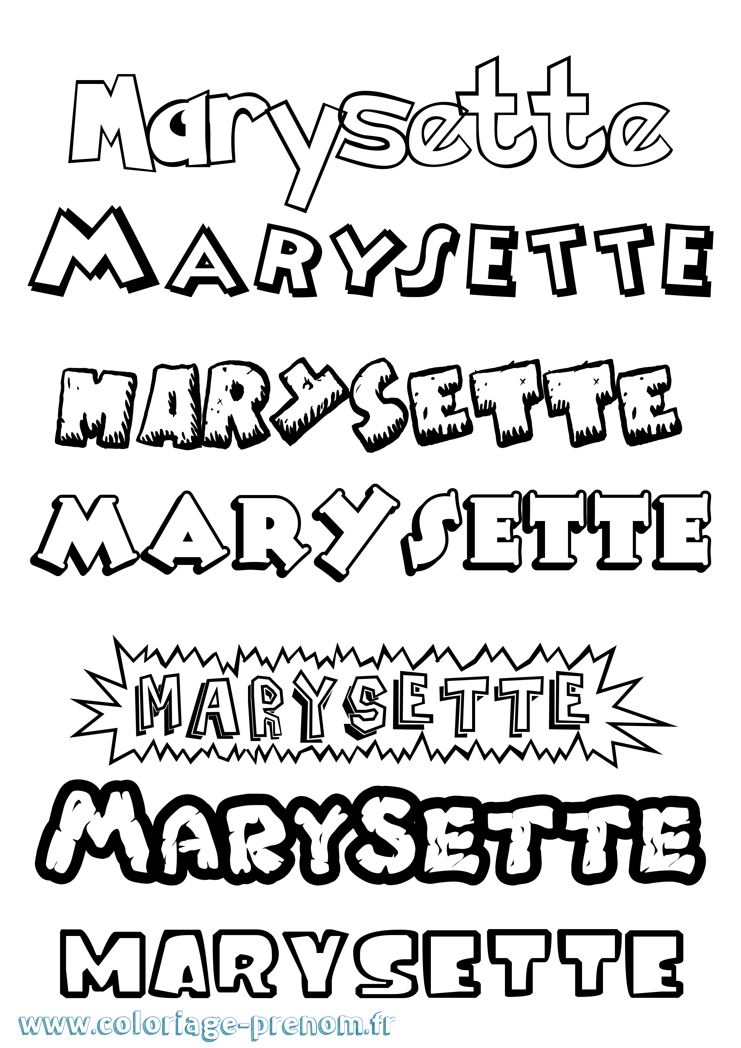 Coloriage Marysette Dessin Animé Coloriage prénom Marysette Dessin Animé