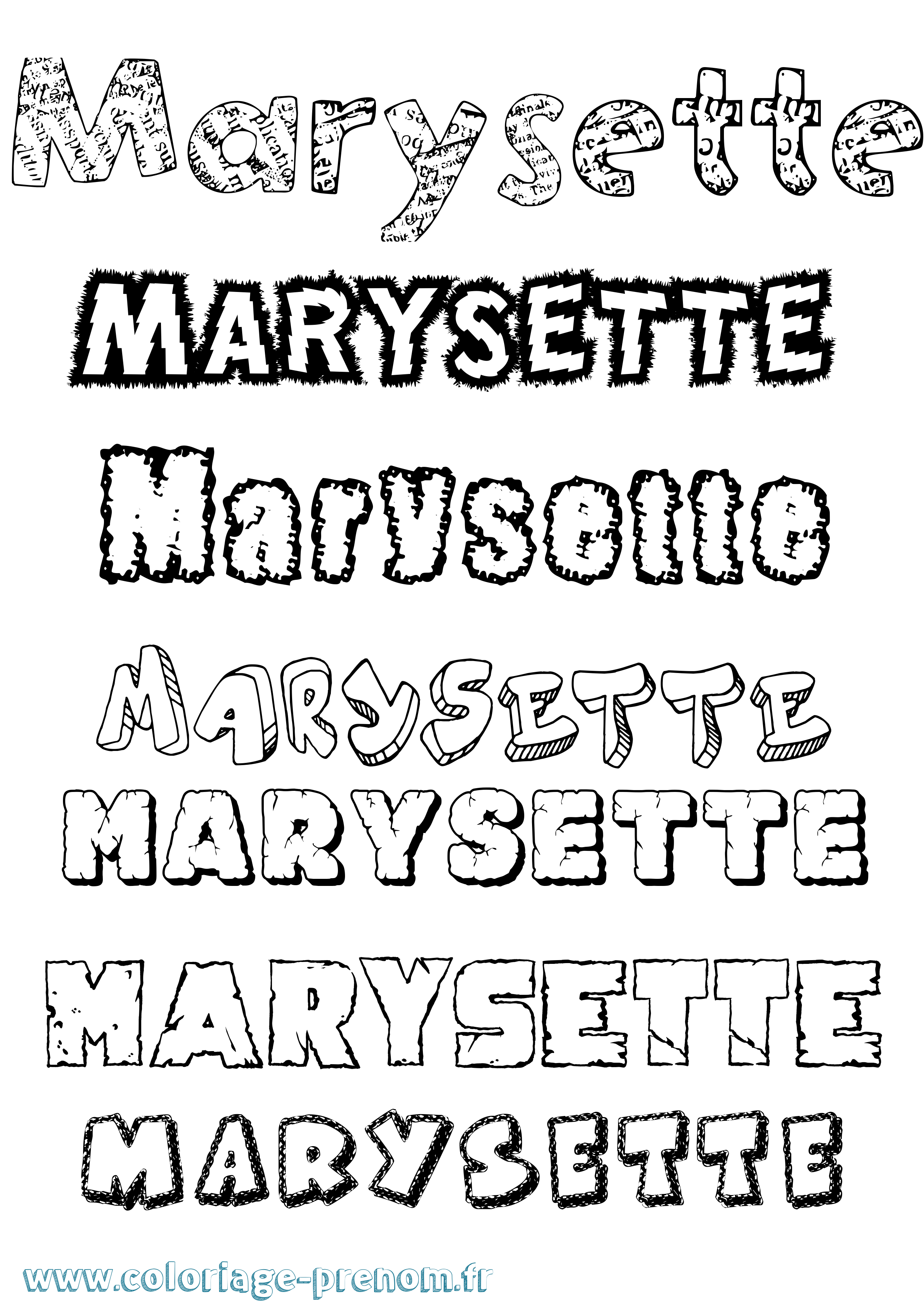 Coloriage Marysette Destructuré Coloriage prénom Marysette Destructuré