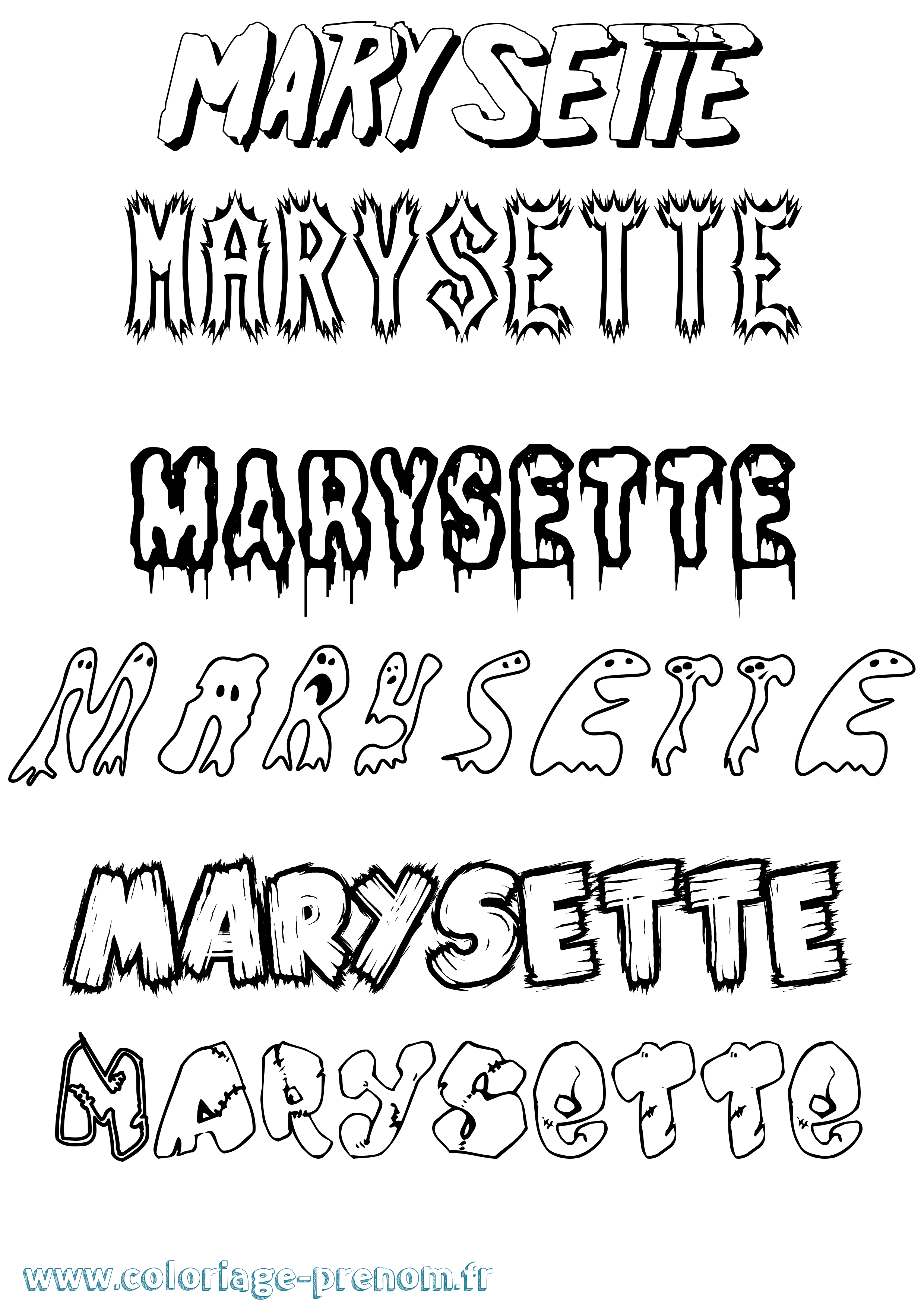 Coloriage Marysette Frisson Coloriage prénom Marysette Frisson