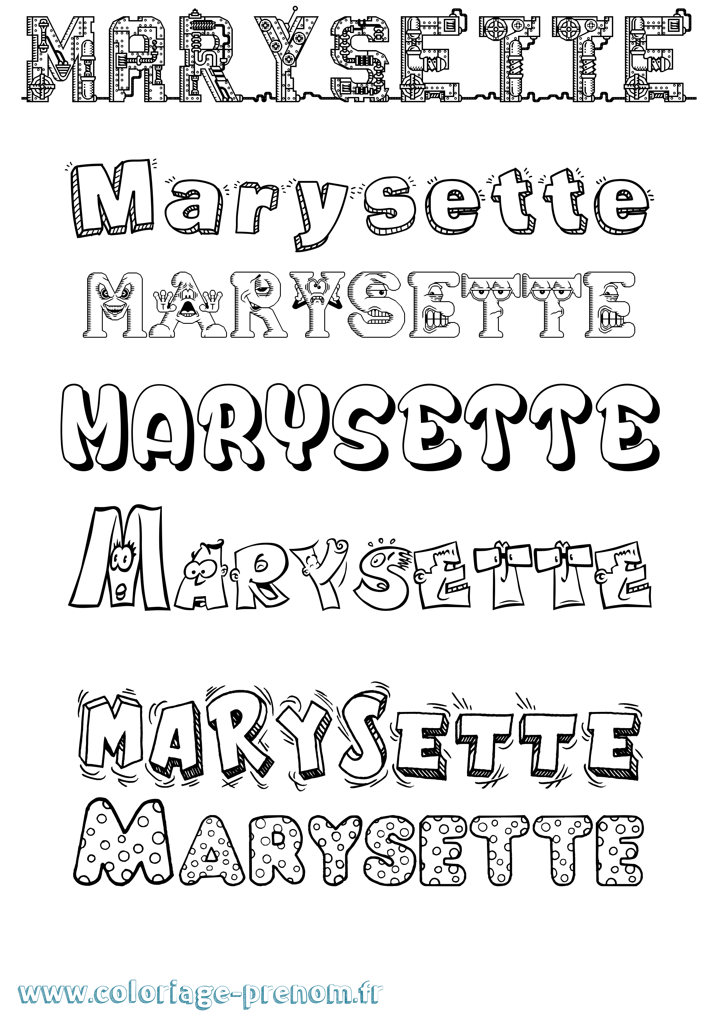 Coloriage Marysette Fun Coloriage prénom Marysette Fun