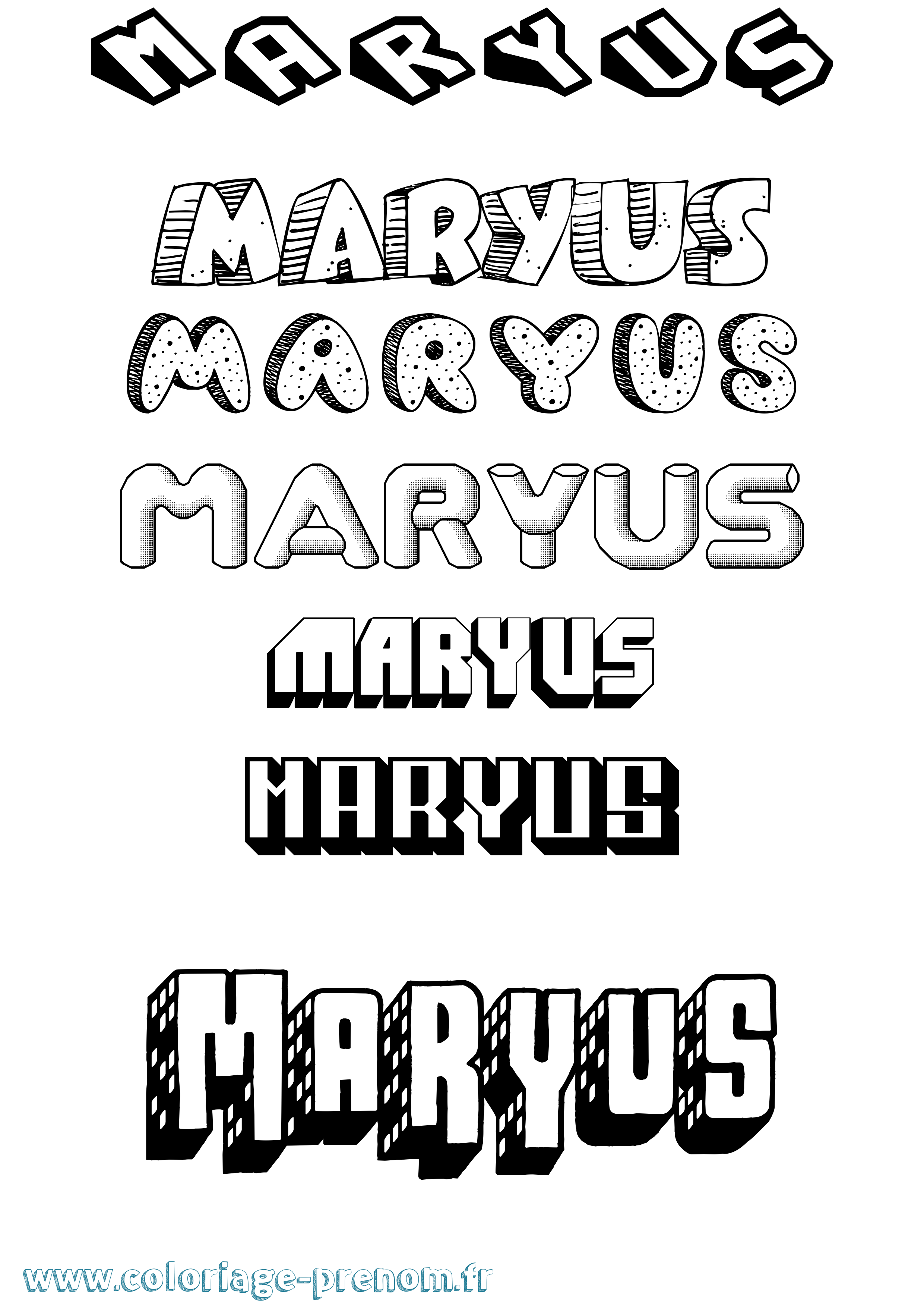 Coloriage Maryus Effet 3D Coloriage prénom Maryus Effet 3D