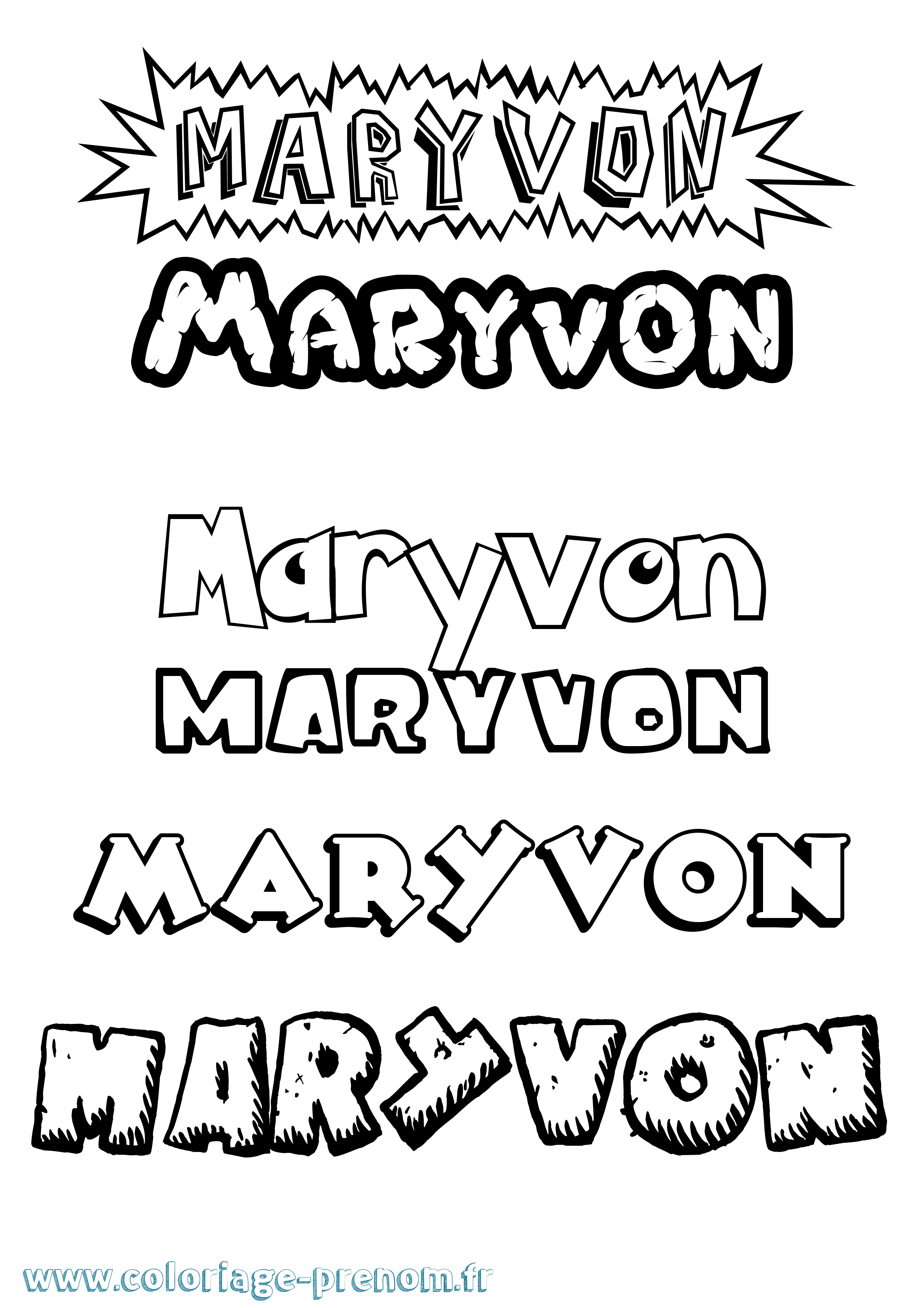 Coloriage Maryvon Dessin Animé Coloriage prénom Maryvon Dessin Animé