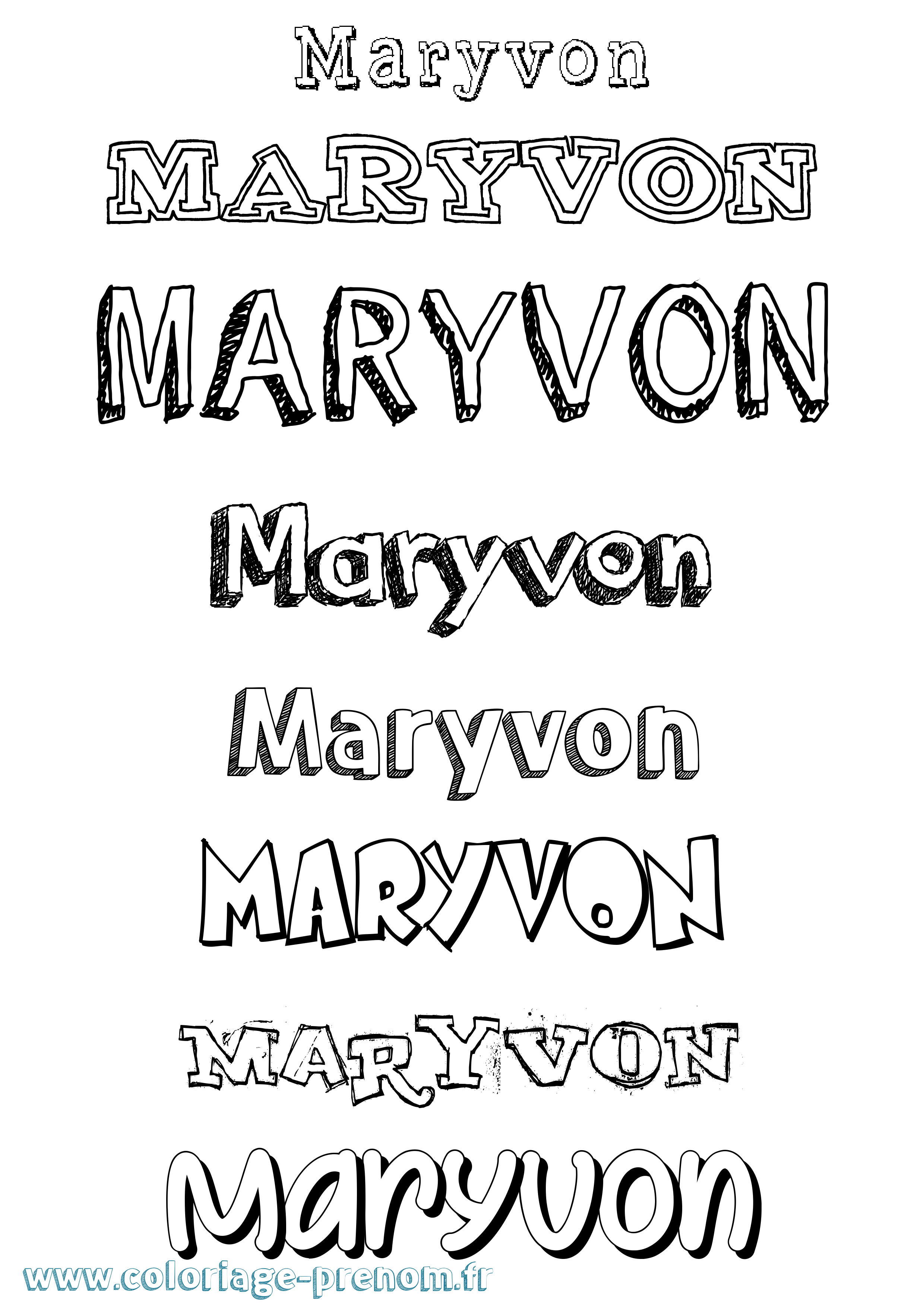 Coloriage Maryvon Dessiné Coloriage prénom Maryvon Dessiné