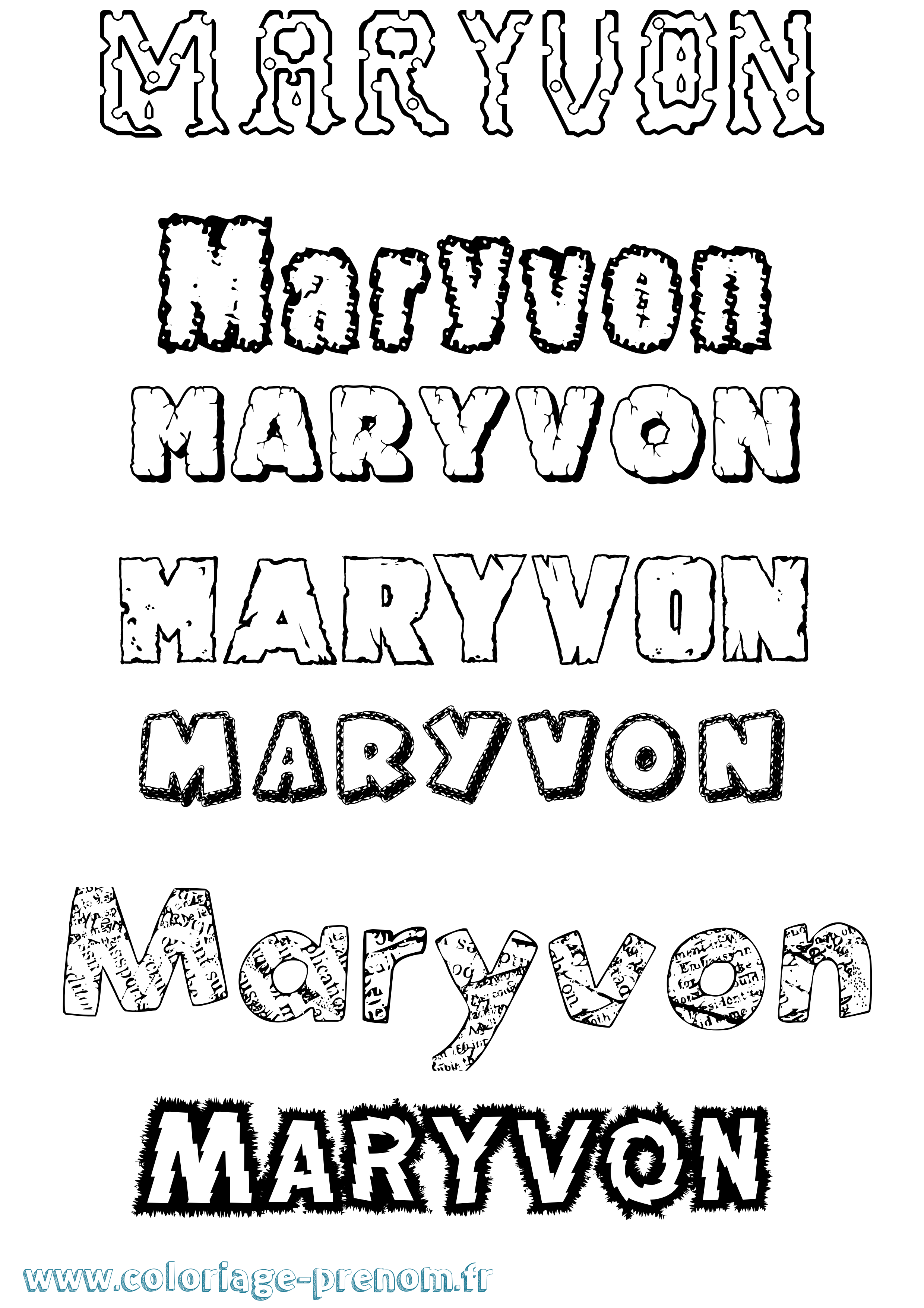 Coloriage Maryvon Destructuré Coloriage prénom Maryvon Destructuré