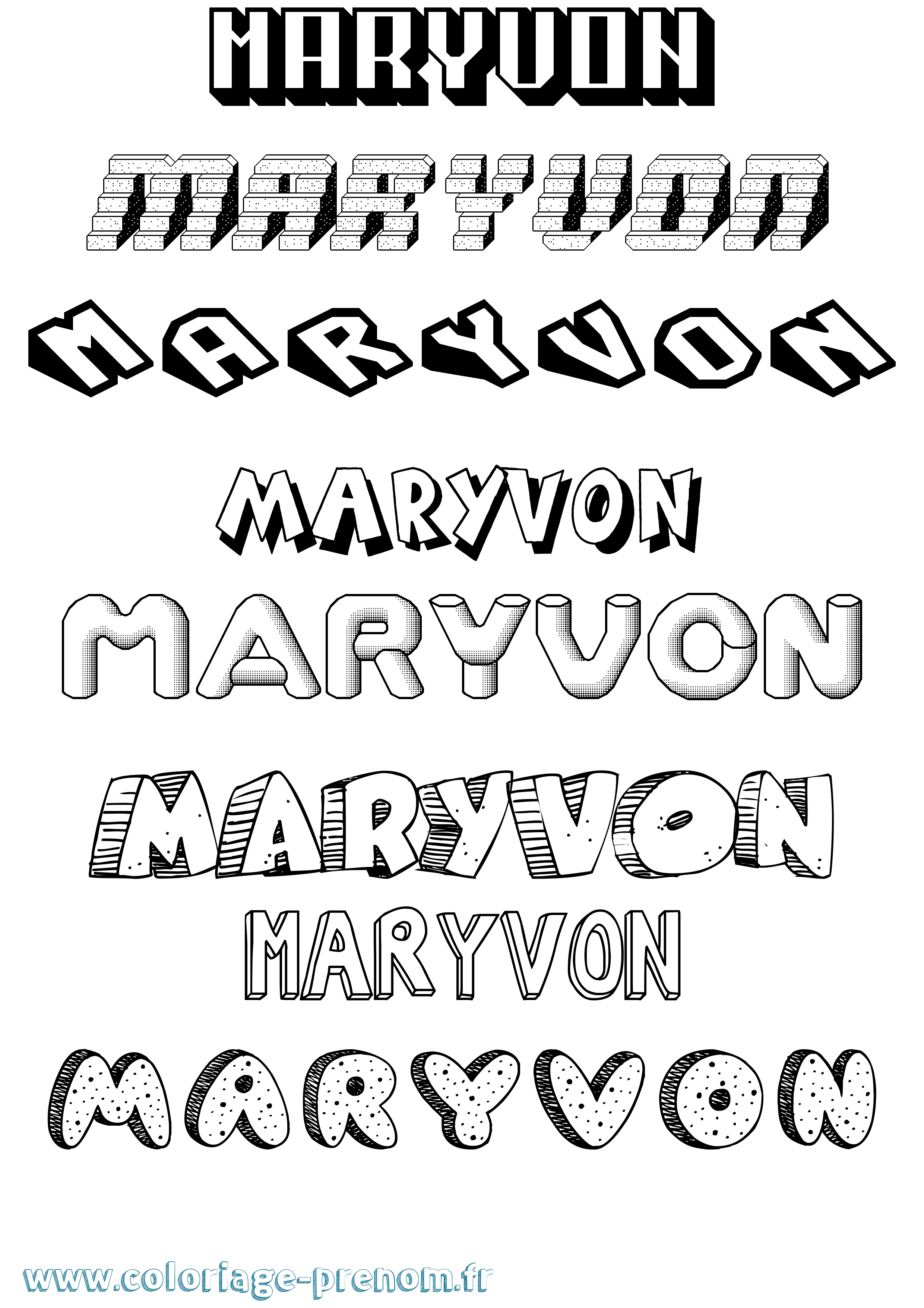 Coloriage Maryvon Effet 3D Coloriage prénom Maryvon Effet 3D