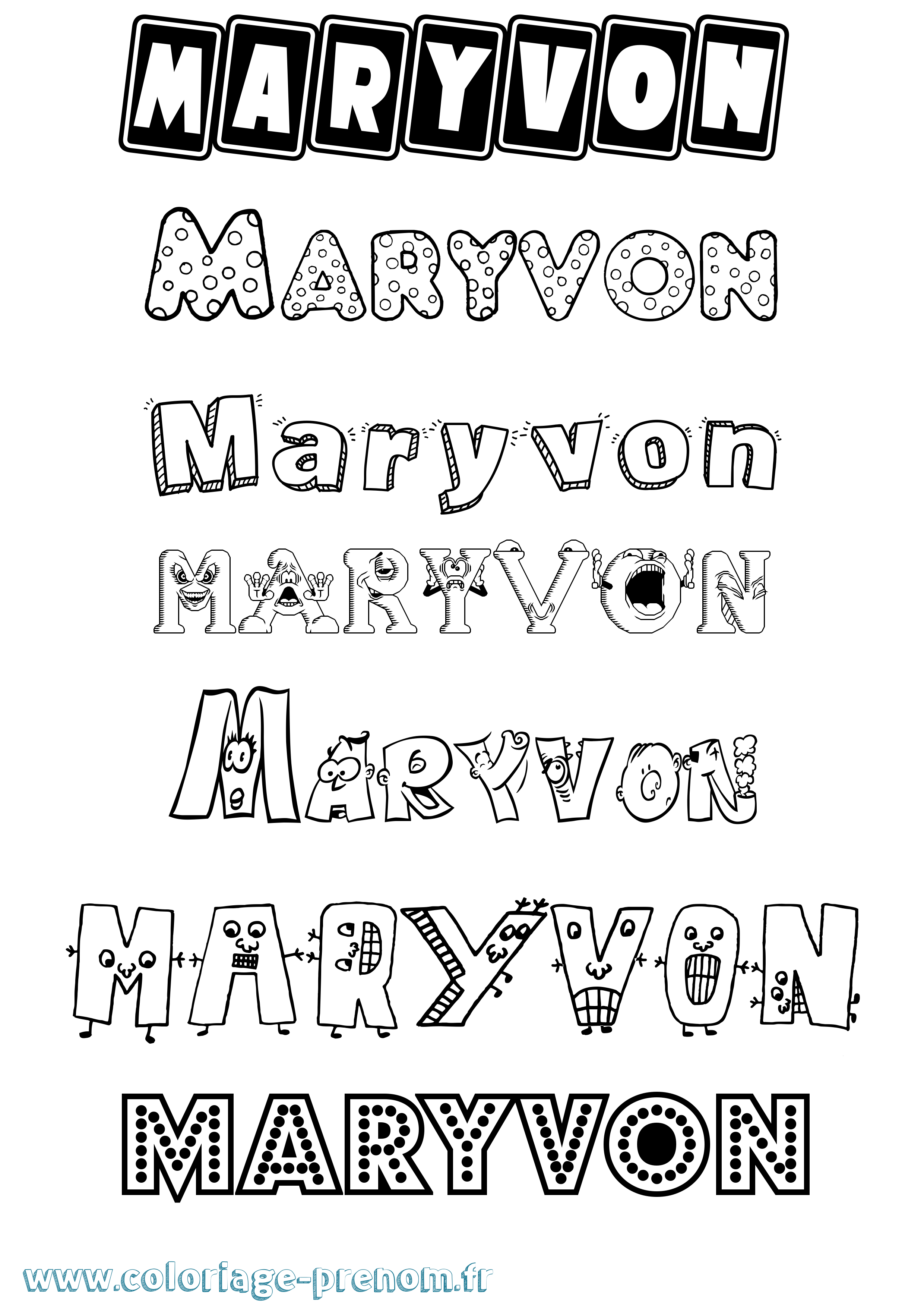 Coloriage Maryvon Fun Coloriage prénom Maryvon Fun