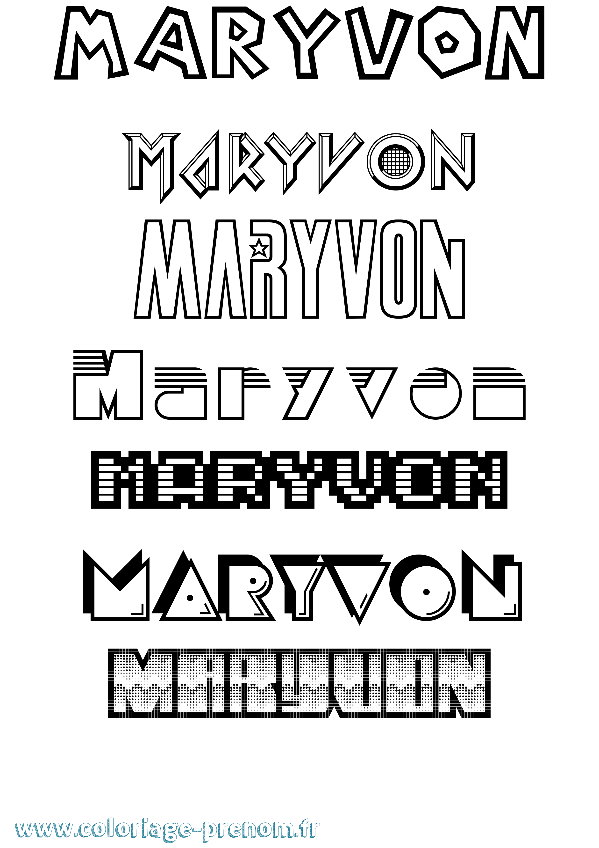 Coloriage Maryvon Jeux Vidéos Coloriage prénom Maryvon Jeux Vidéos