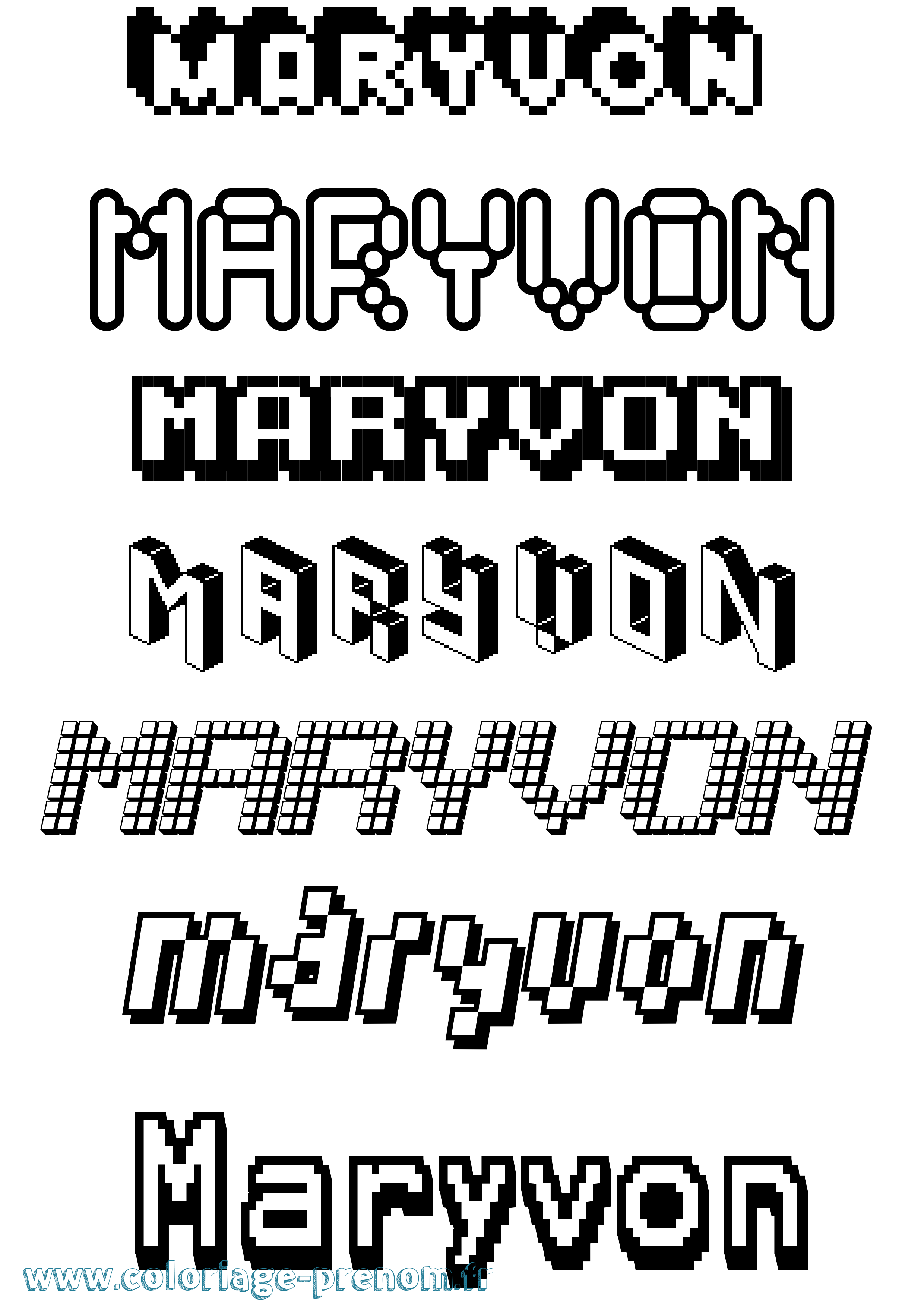 Coloriage Maryvon Pixel Coloriage prénom Maryvon Pixel