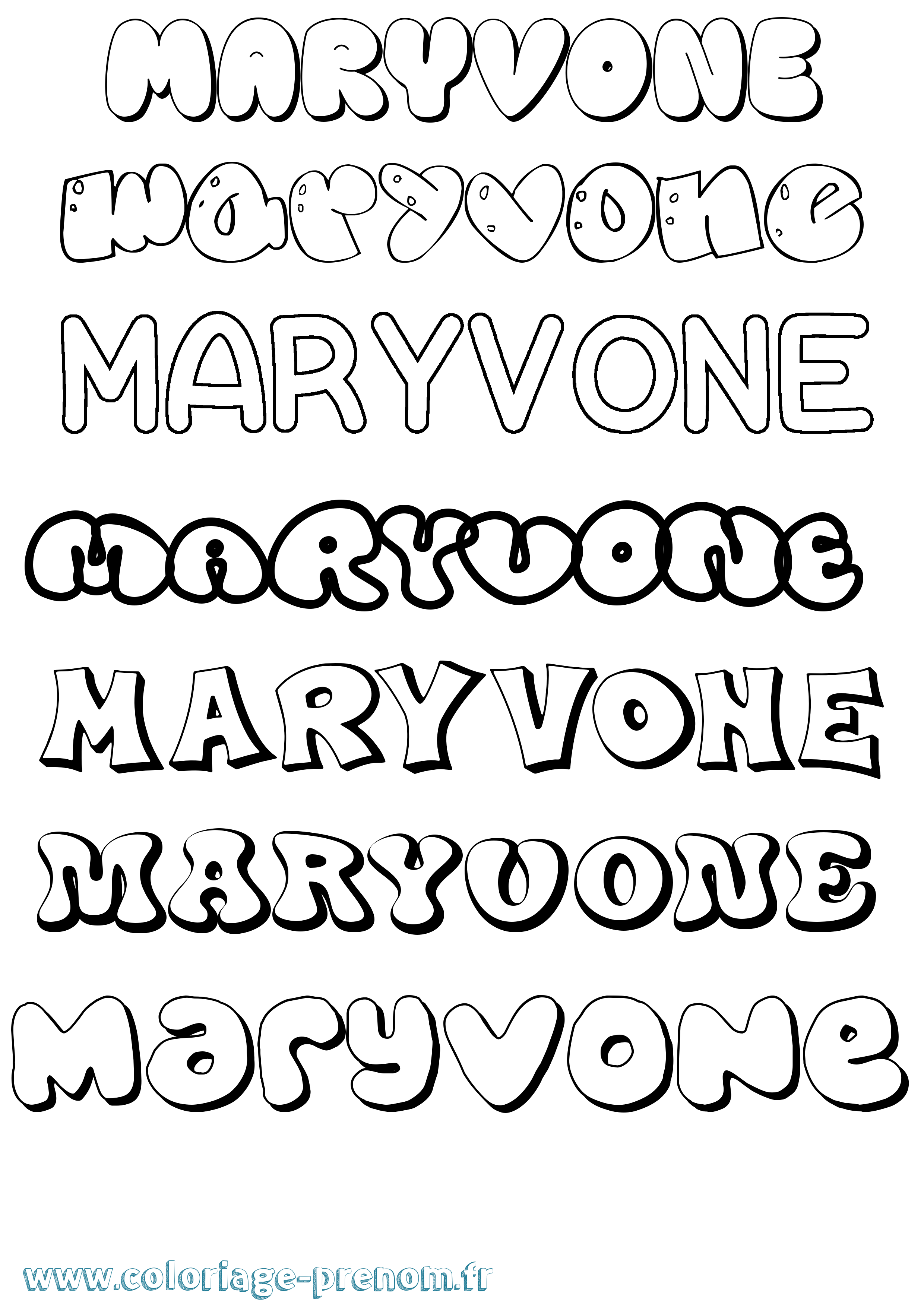 Coloriage Maryvone Bubble Coloriage prénom Maryvone Bubble