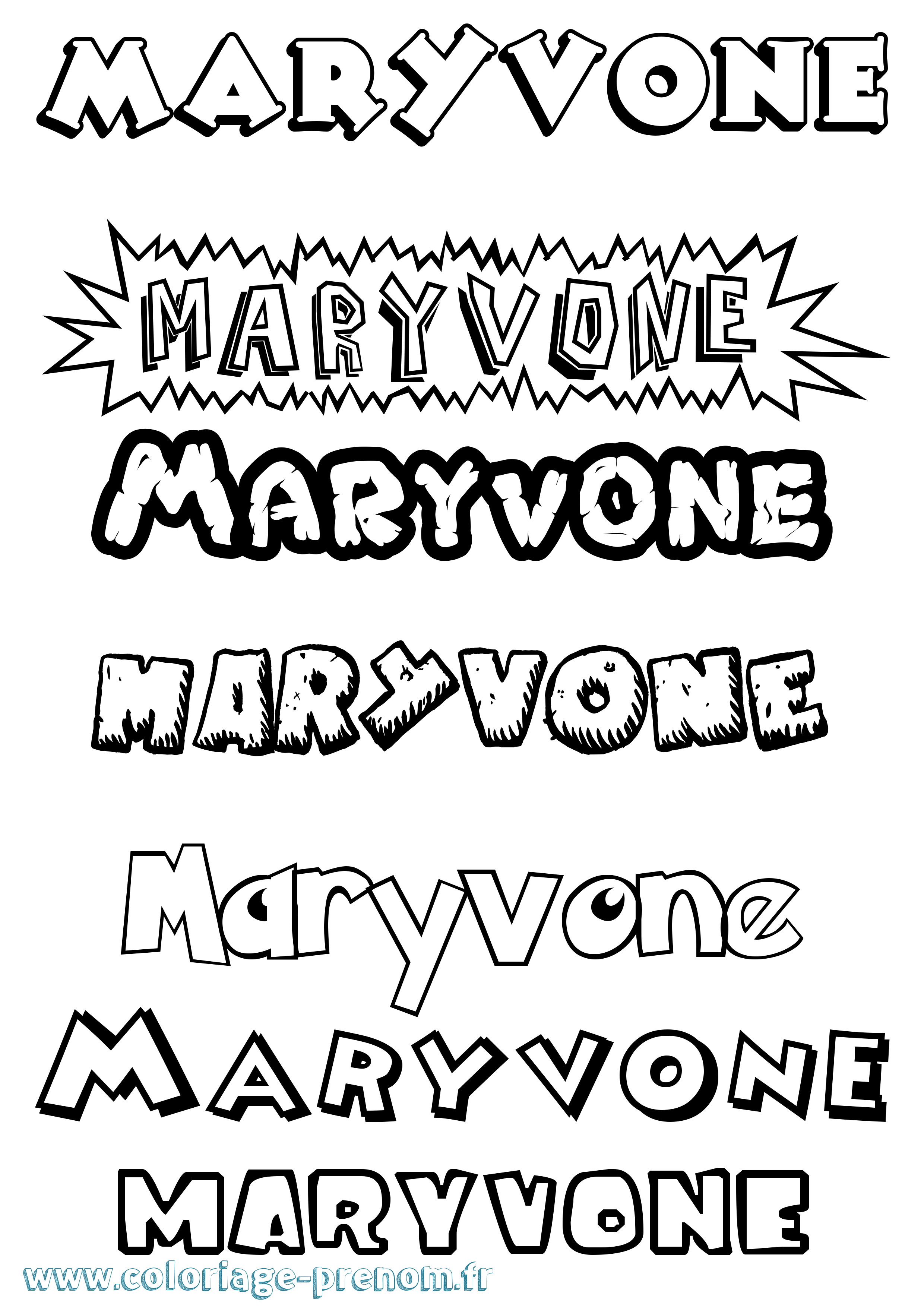Coloriage Maryvone Dessin Animé Coloriage prénom Maryvone Dessin Animé